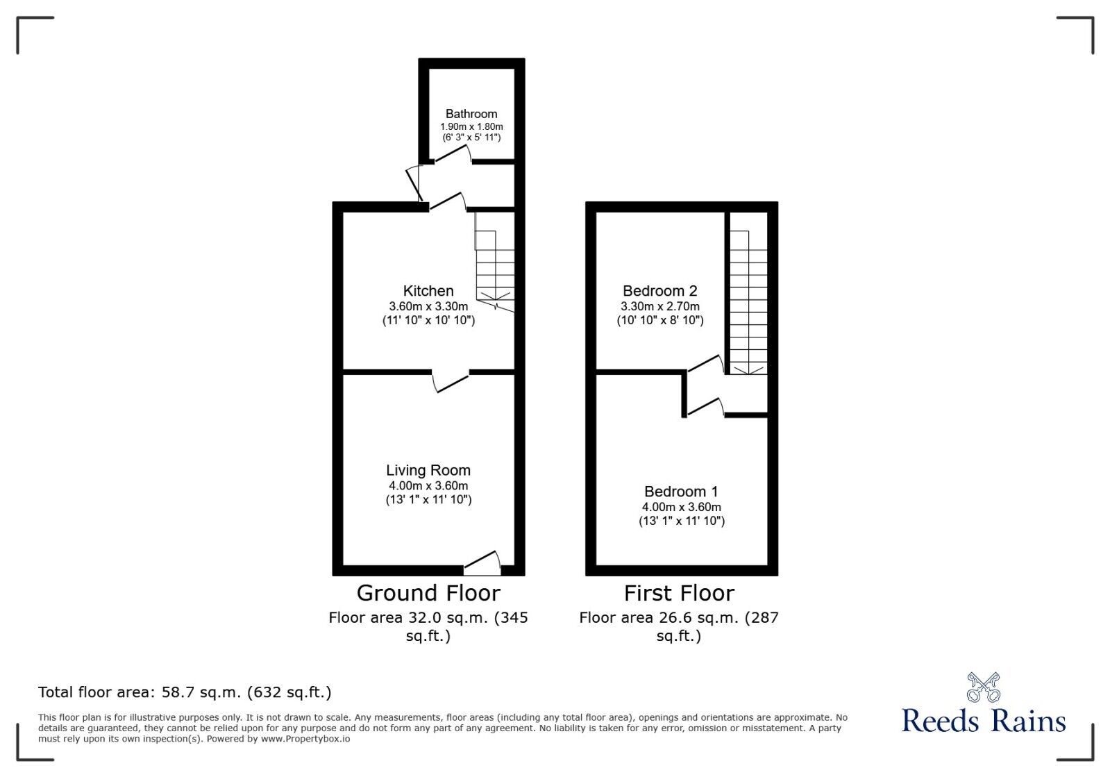 Floorplan of 2 bedroom Mid Terrace House for sale, Macclesfield Road, Holmes Chapel, Cheshire, CW4