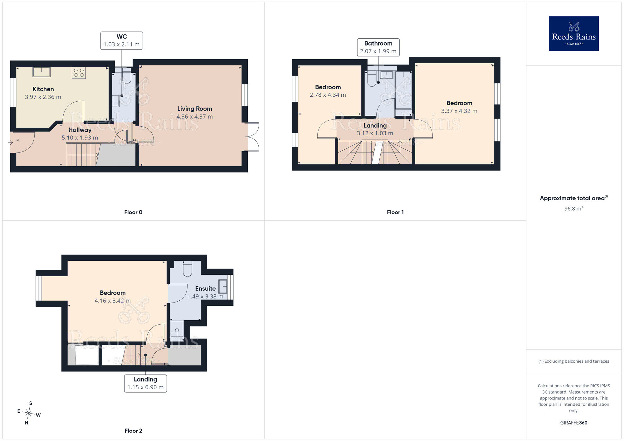 Floorplan of 3 bedroom Semi Detached House for sale, Severn Way, Holmes Chapel, Cheshire, CW4
