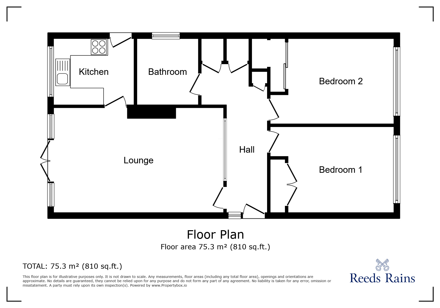 Floorplan of 2 bedroom Detached Bungalow for sale, Willow Drive, Sandbach, Cheshire, CW11