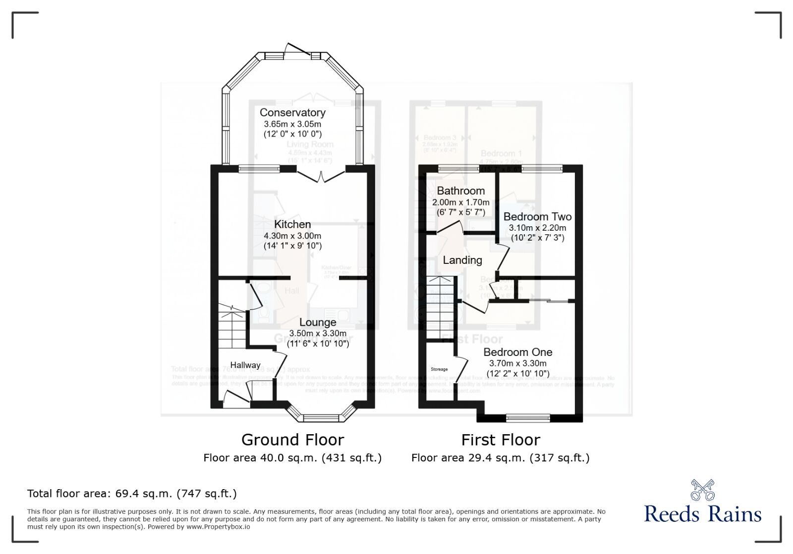 Floorplan of 2 bedroom Mid Terrace House for sale, Swettenham Close, Alsager, Cheshire, ST7