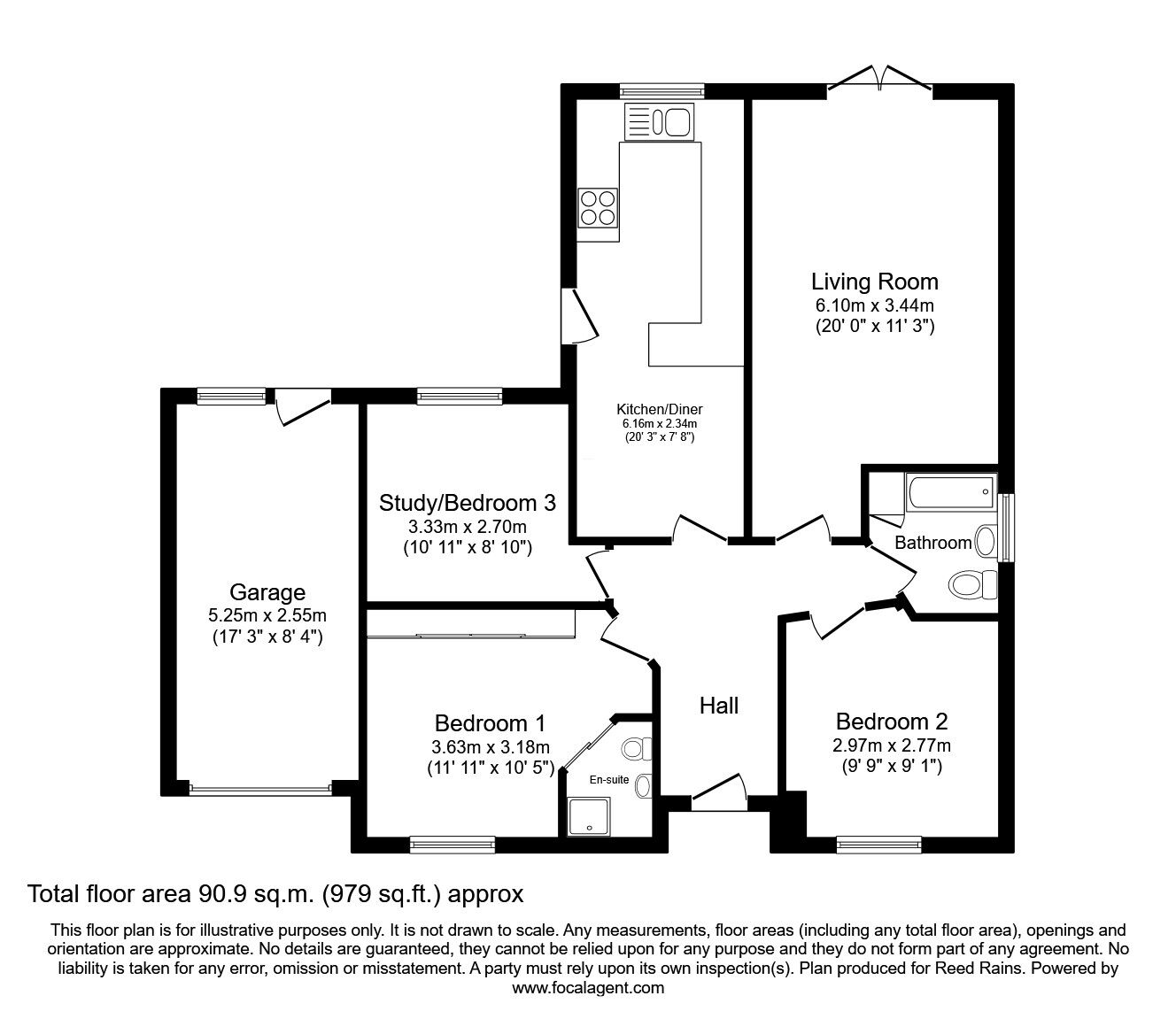 Floorplan of 3 bedroom Detached Bungalow for sale, Elm Drive, Holmes Chapel, Cheshire, CW4