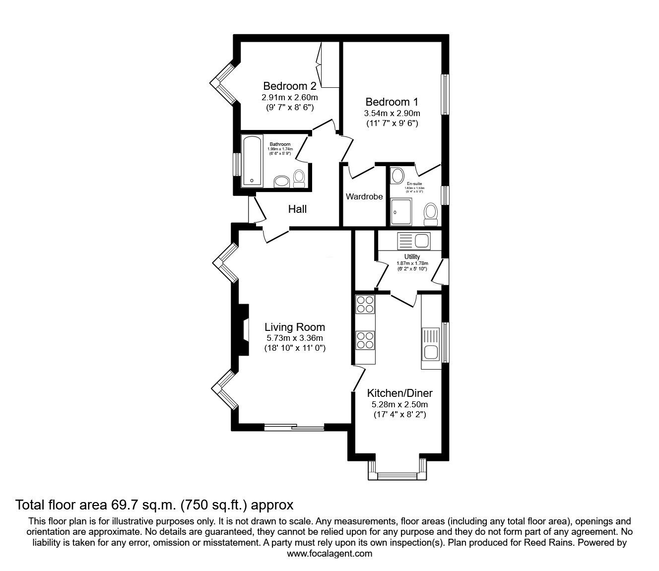 Floorplan of 2 bedroom Detached House for sale, Cledford Lane, Middlewich, Cheshire, CW10