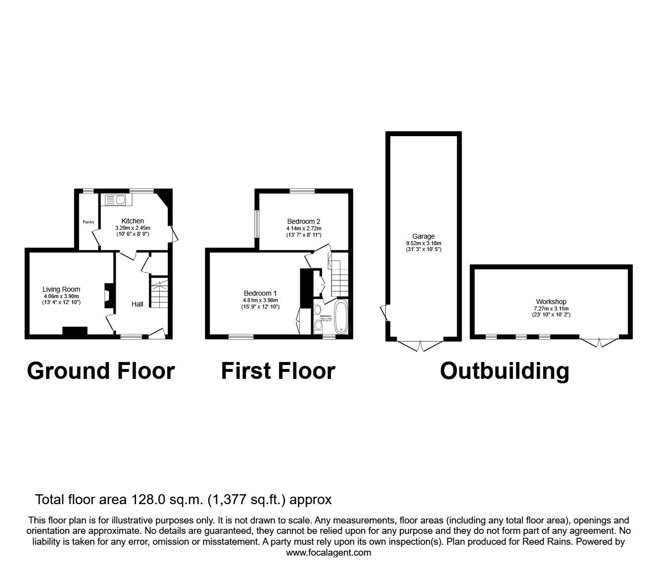 Floorplan of 2 bedroom Semi Detached House for sale, Middlewich Road, Cranage, Cheshire, CW4