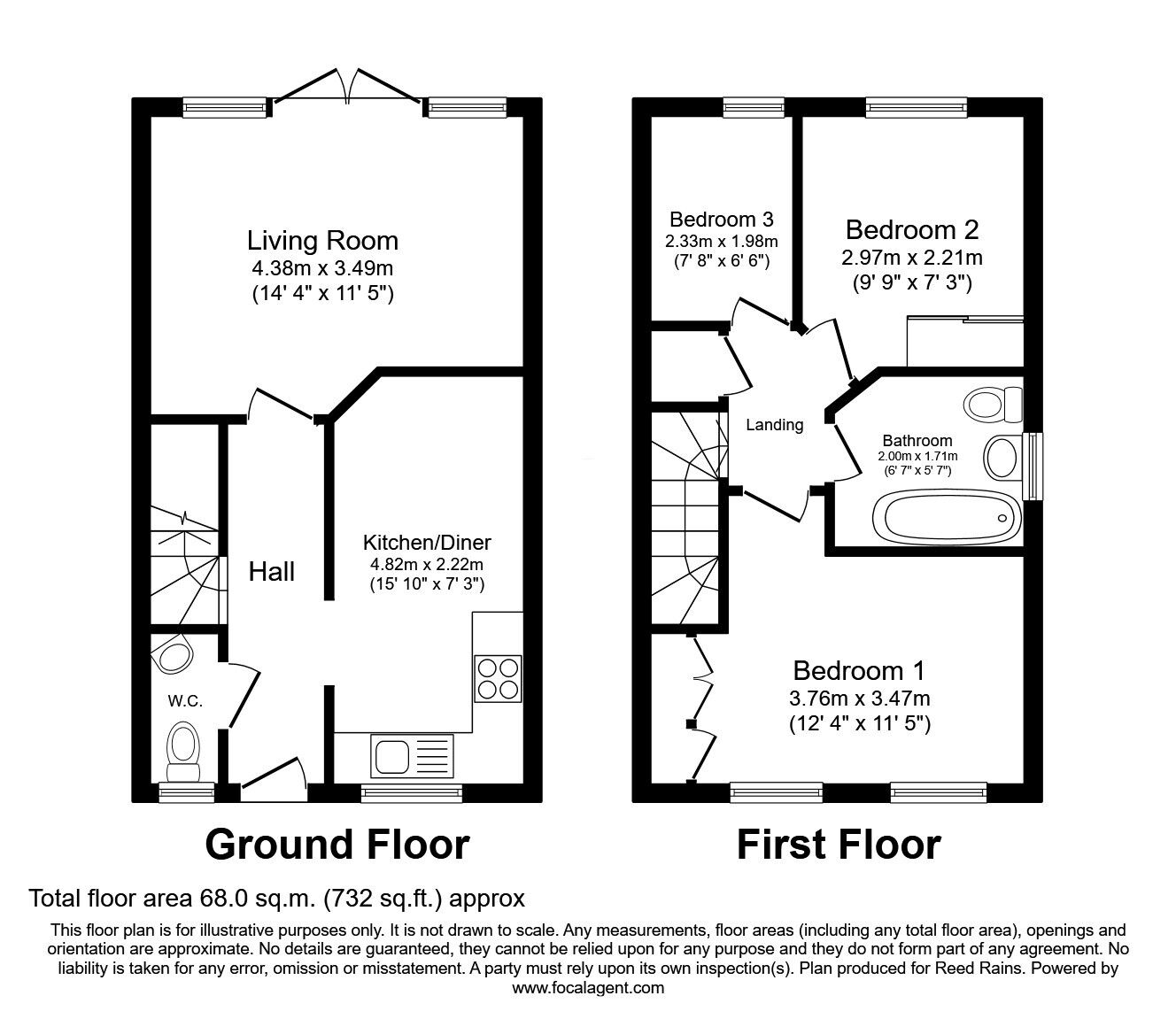 Floorplan of 3 bedroom End Terrace House for sale, Kensington Drive, Congleton, Cheshire, CW12