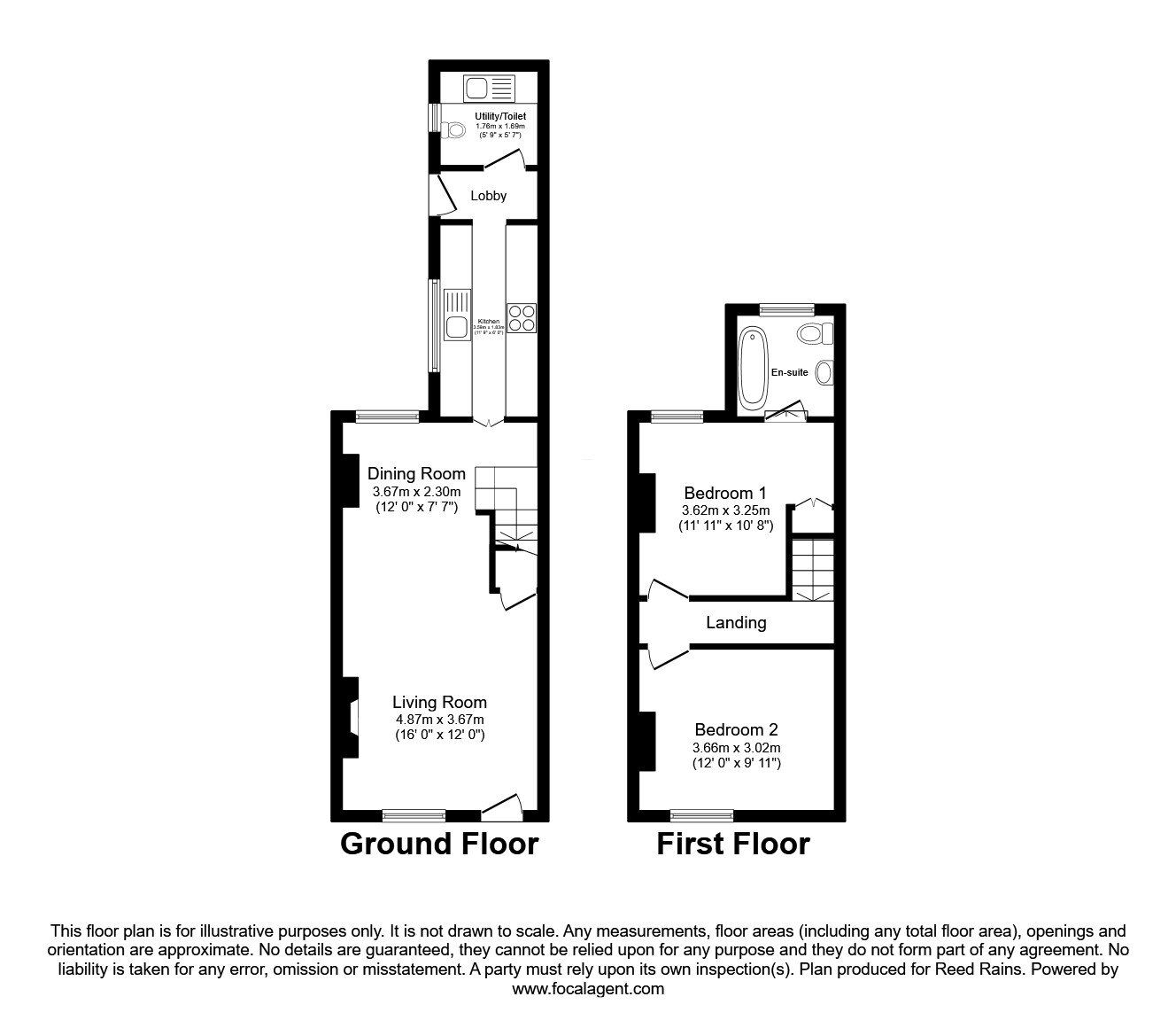Floorplan of 2 bedroom Mid Terrace House for sale, Rosemount, Middlewich, Cheshire, CW10