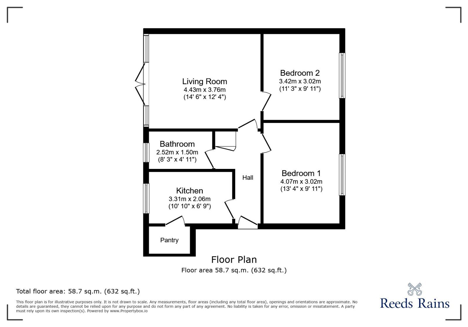 Floorplan of 2 bedroom Flat for sale, Lightley Close, Sandbach, Cheshire, CW11