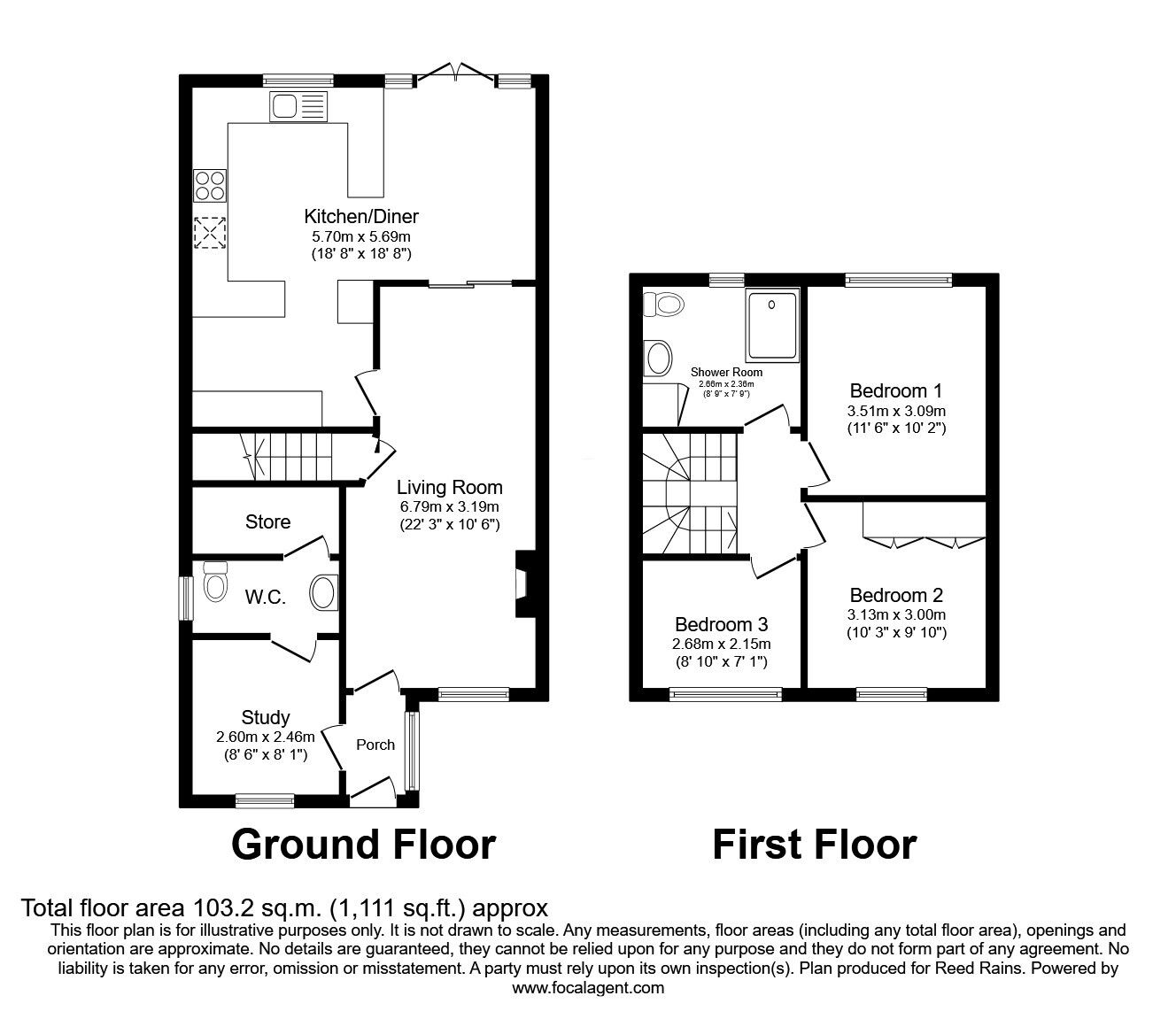 Floorplan of 3 bedroom Semi Detached House for sale, Selkirk Drive, Holmes Chapel, Cheshire, CW4