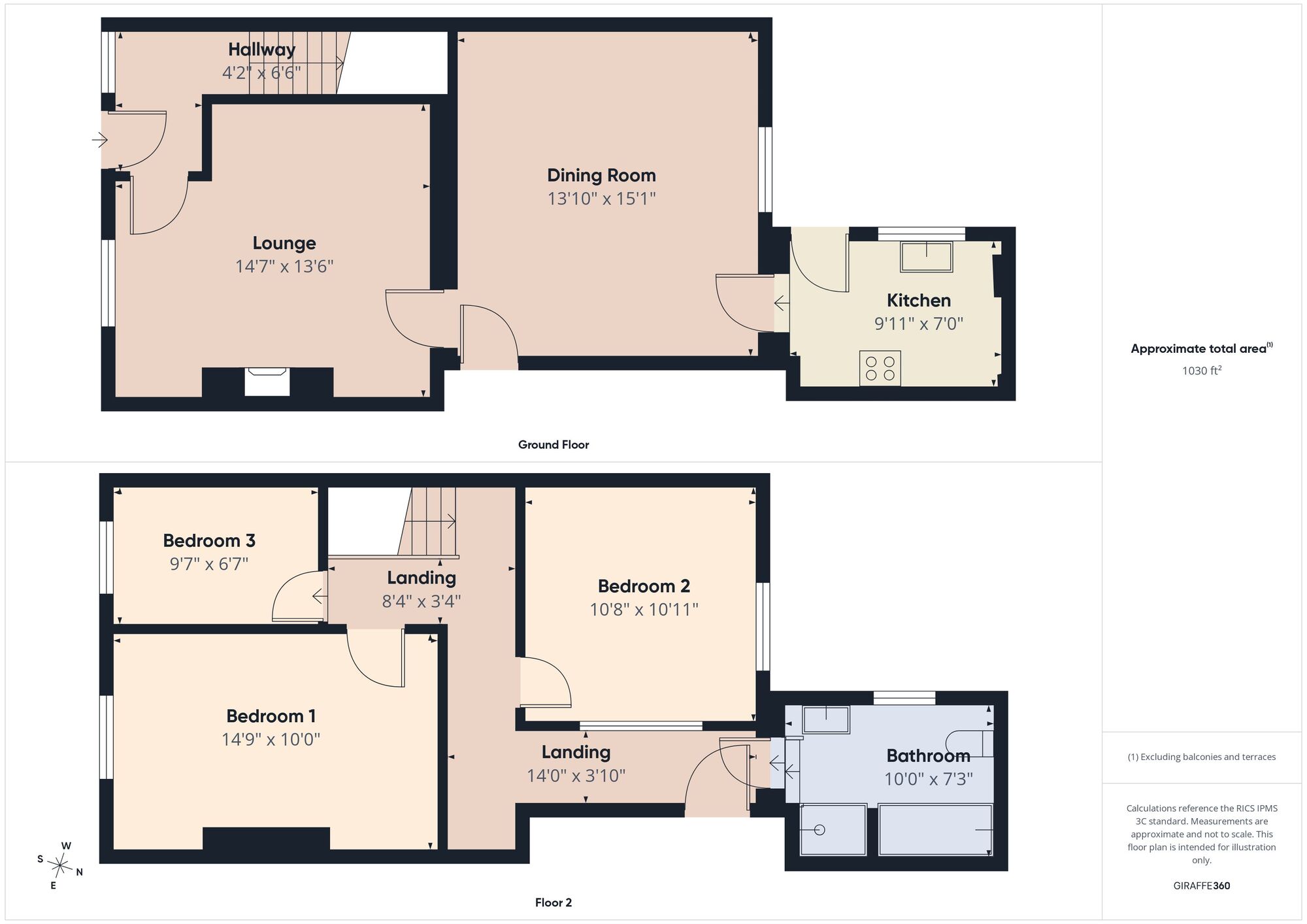 Floorplan of 3 bedroom Mid Terrace House for sale, South Parade, Bill Quay, Gateshead, NE10