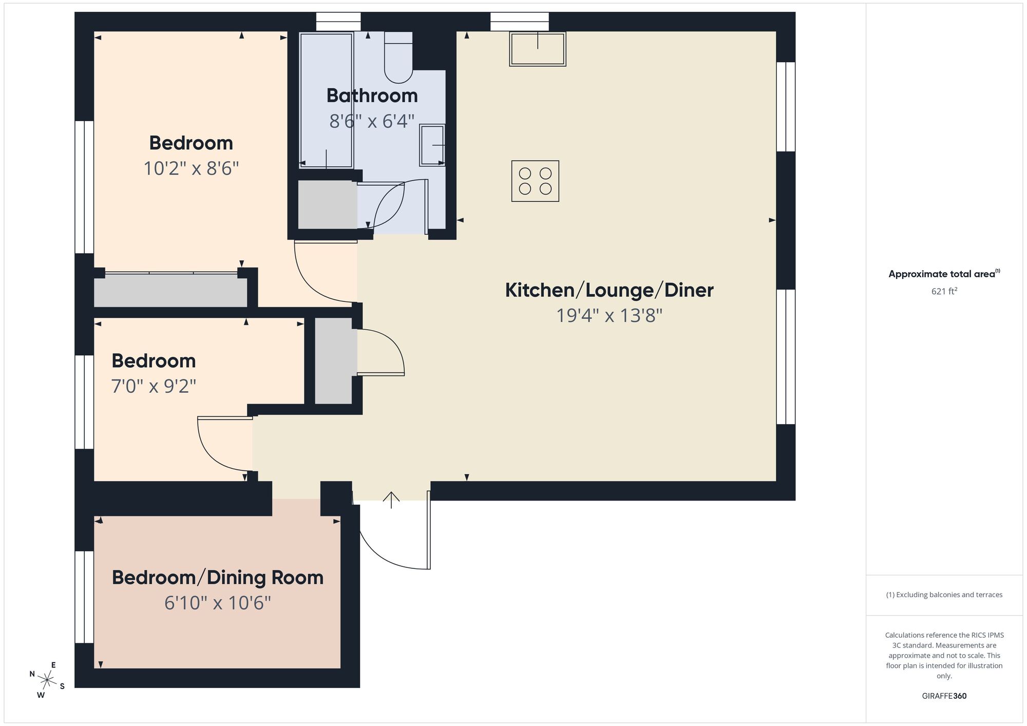 Floorplan of 3 bedroom Flat for sale, Makendon Street, Hebburn, Tyne and Wear, NE31