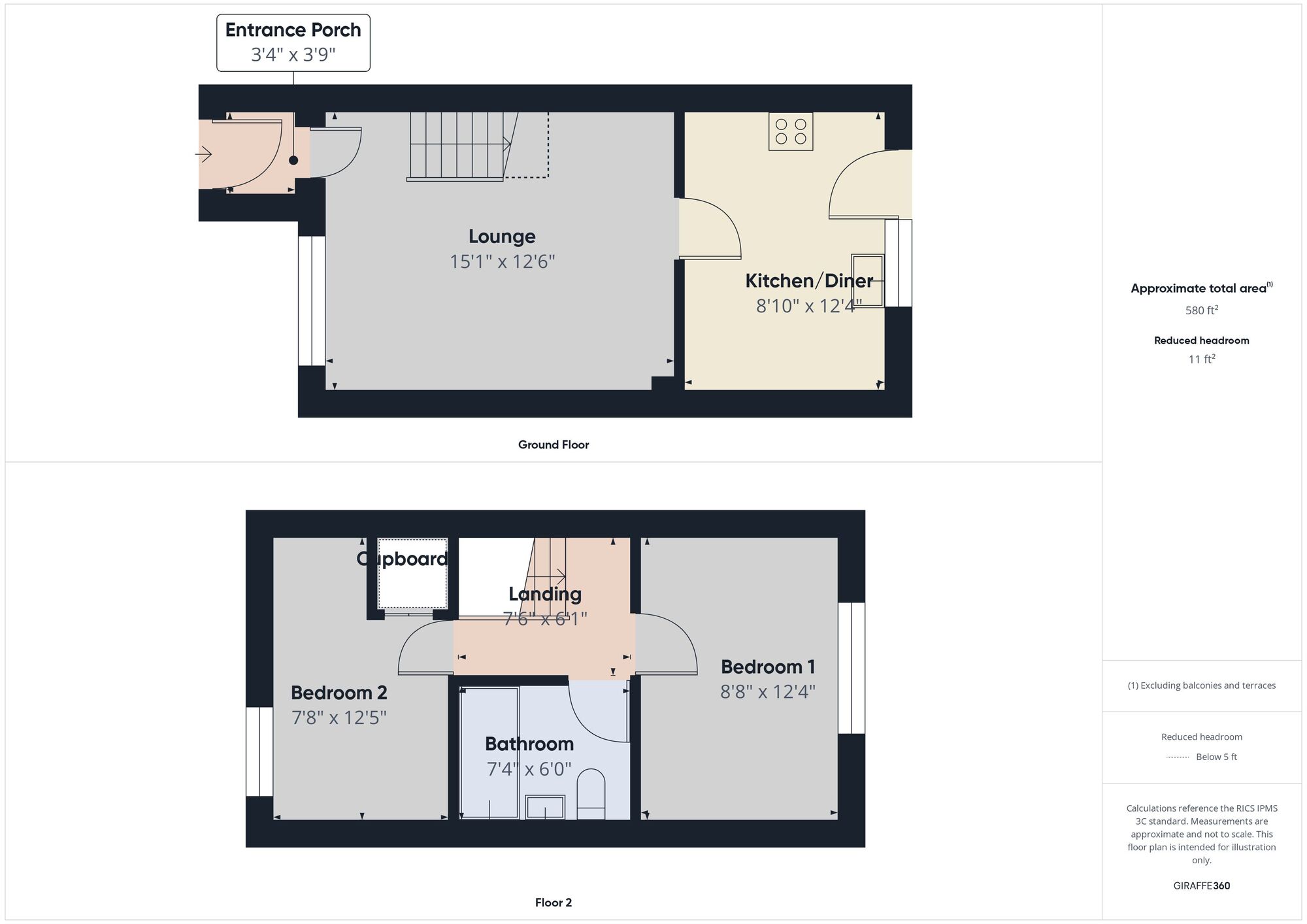 Floorplan of 2 bedroom  House to rent, Agincourt, Hebburn, Tyne and Wear, NE31