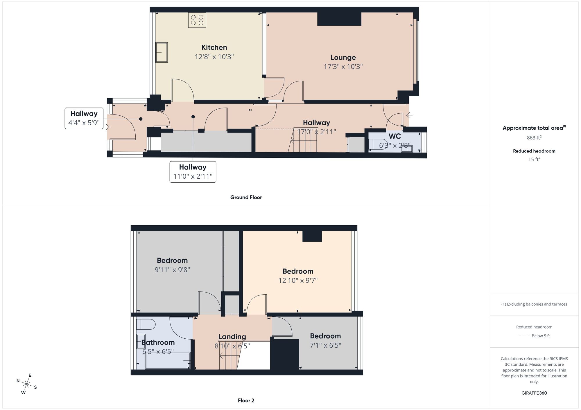 Floorplan of 3 bedroom Mid Terrace House for sale, Monkton Hall, Hebburn, Tyne and Wear, NE31