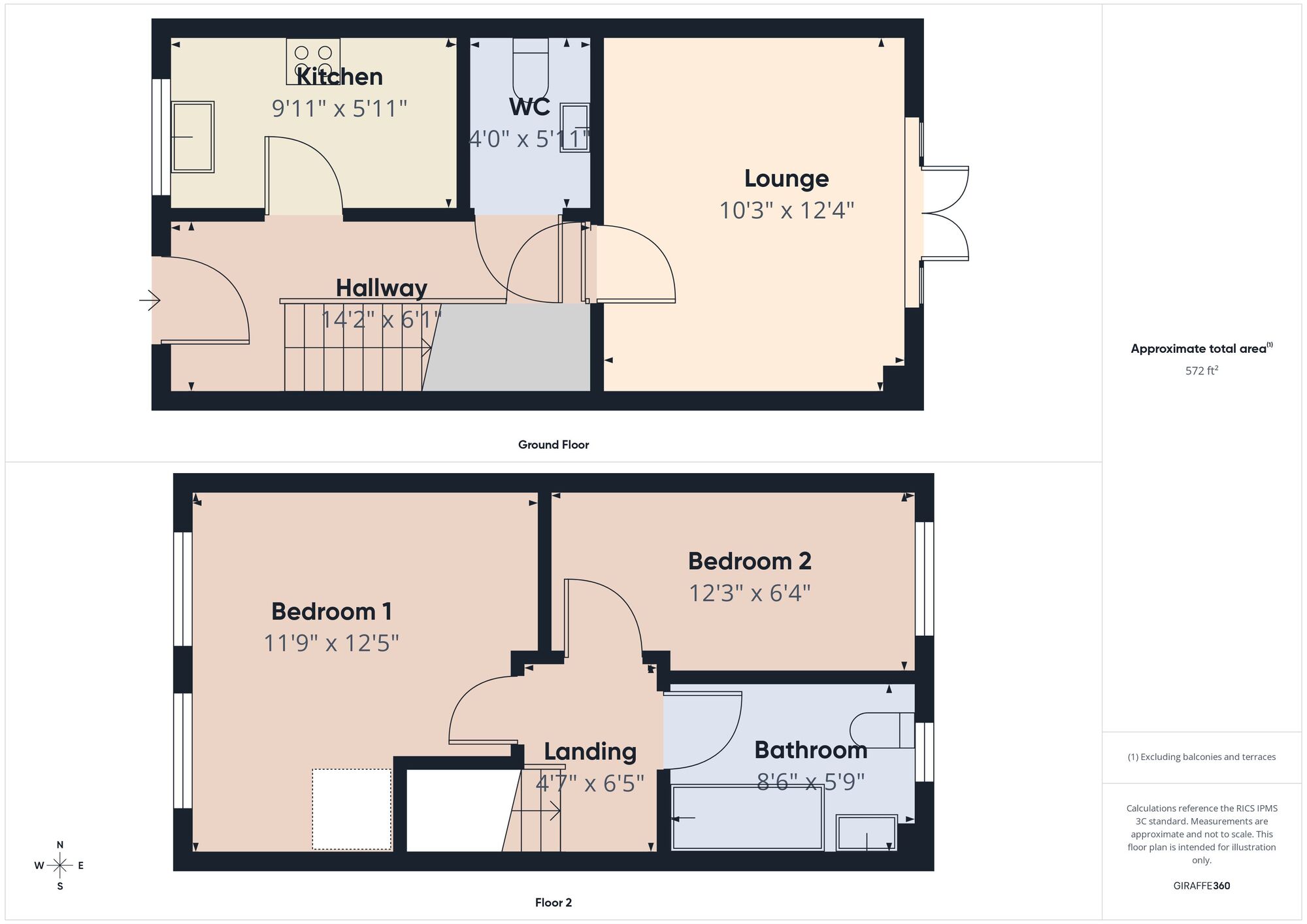 Floorplan of 2 bedroom Mid Terrace House for sale, Palmer Walk, Jarrow, Tyne and Wear, NE32