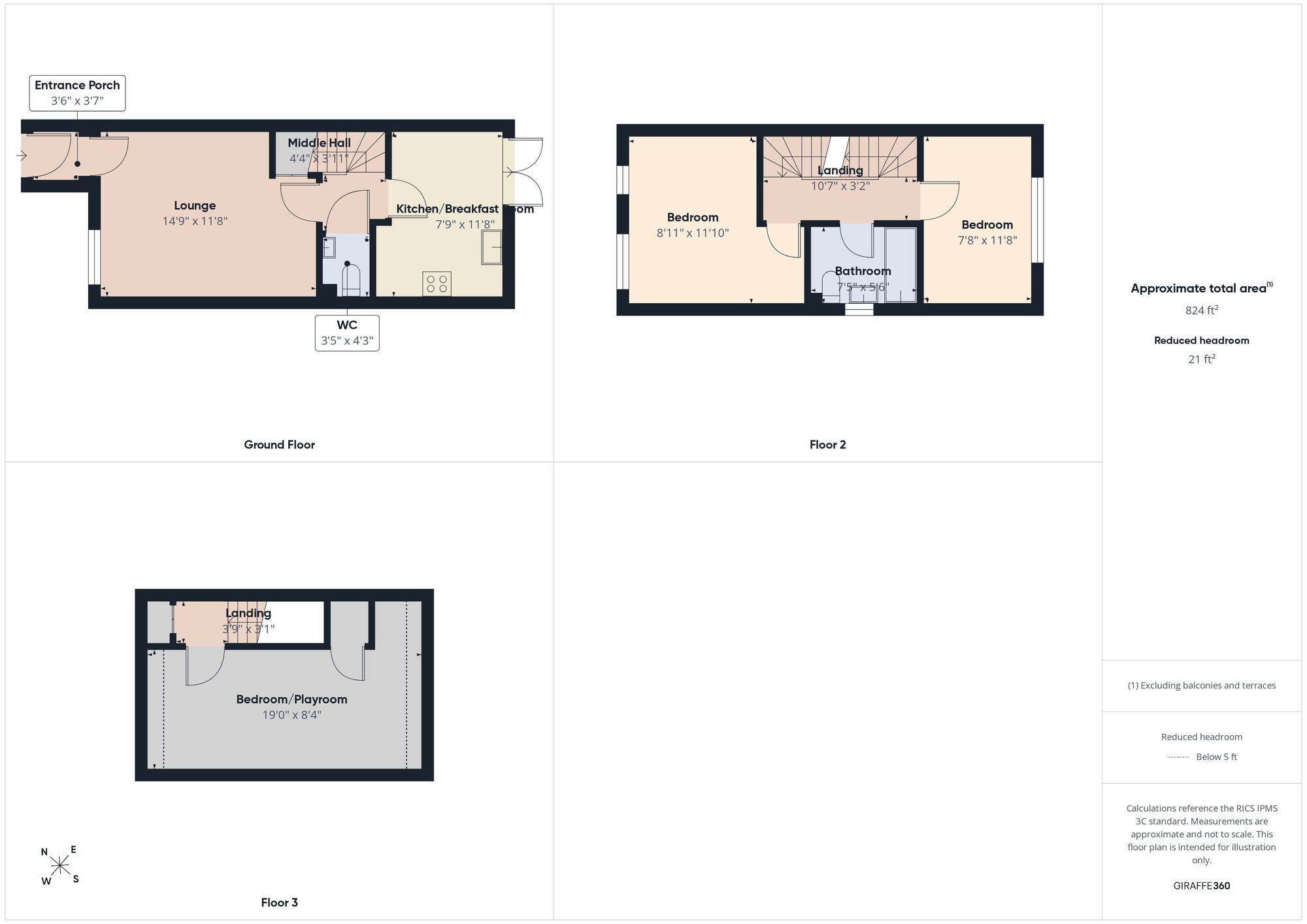Floorplan of 3 bedroom Semi Detached House for sale, St. Aloysius View, Hebburn, Tyne and Wear, NE31