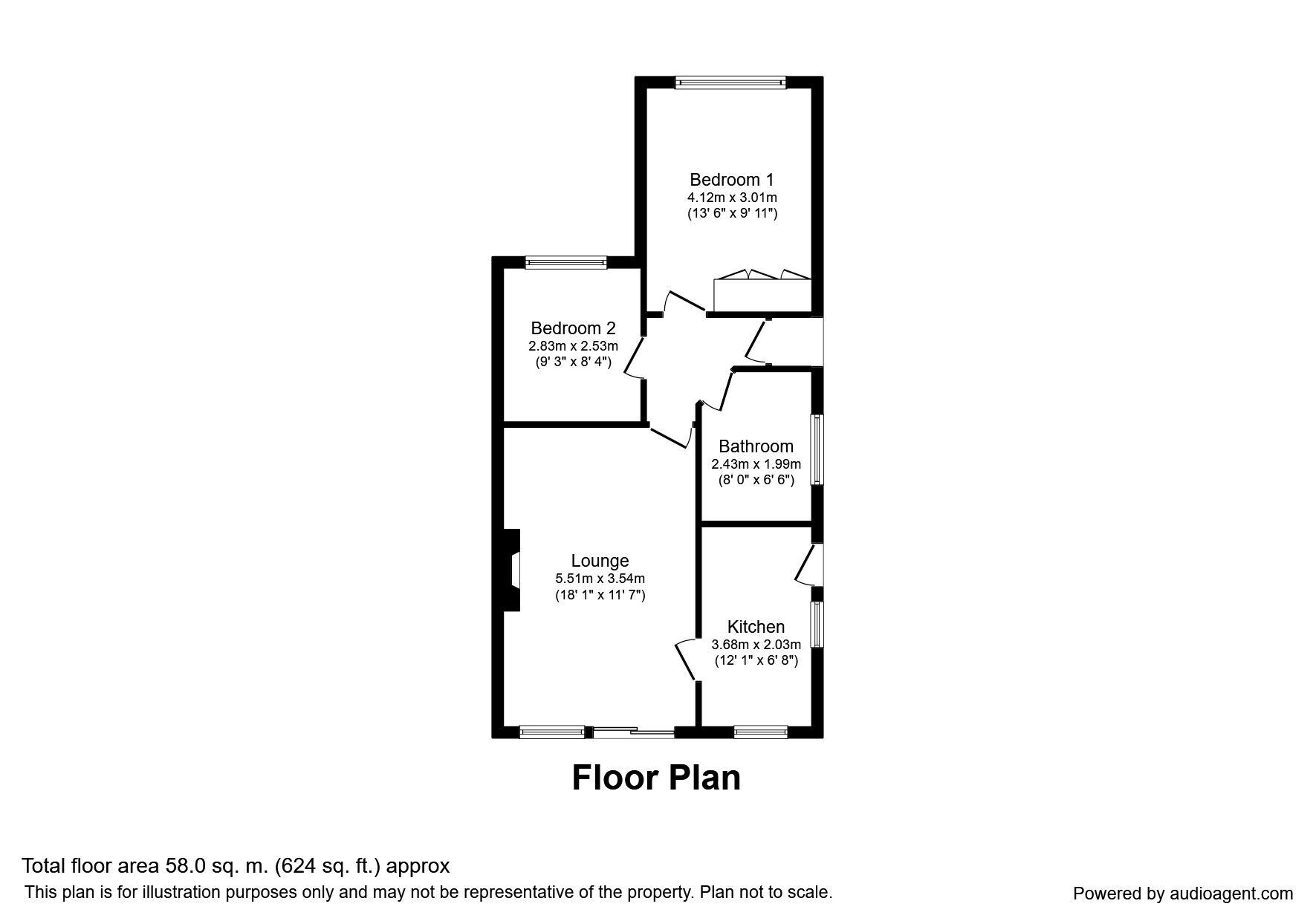 Floorplan of 2 bedroom Semi Detached Bungalow to rent, Cherry Tree Drive, Hazel Grove, Cheshire, SK7
