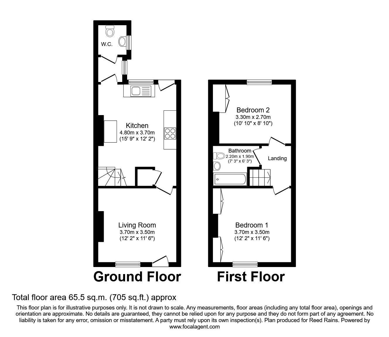 Floorplan of 2 bedroom Mid Terrace House to rent, Buxton Road, Great Moor, Cheshire, SK2