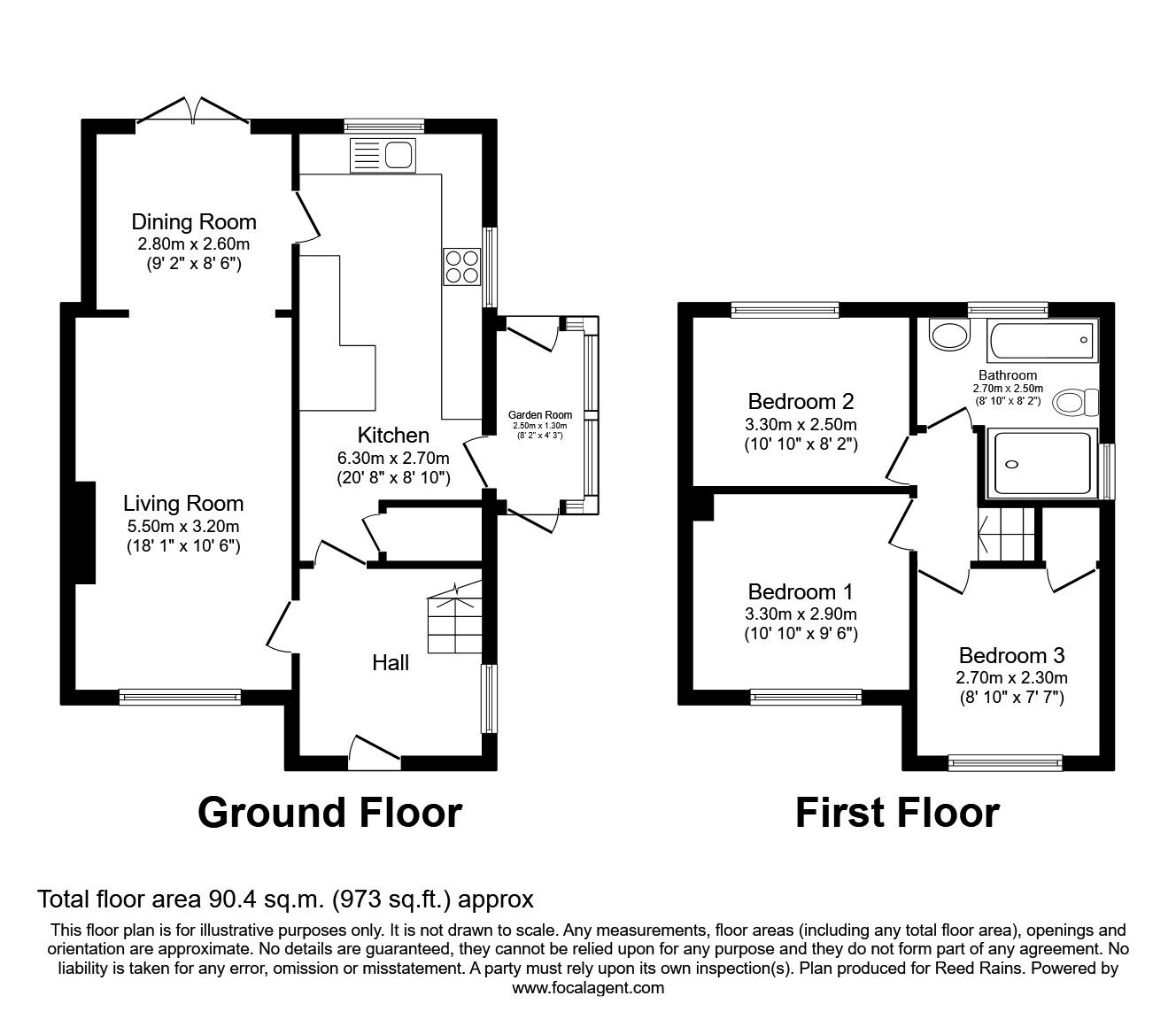 Floorplan of 3 bedroom Semi Detached House to rent, Deneside Crescent, Hazel Grove, Cheshire, SK7