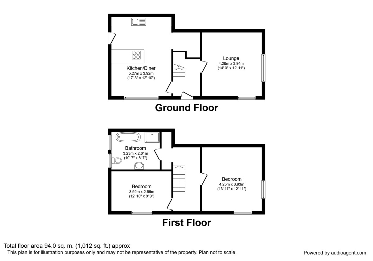 Floorplan of 2 bedroom End Terrace House to rent, Hazel Street, Hazel Grove, Cheshire, SK7
