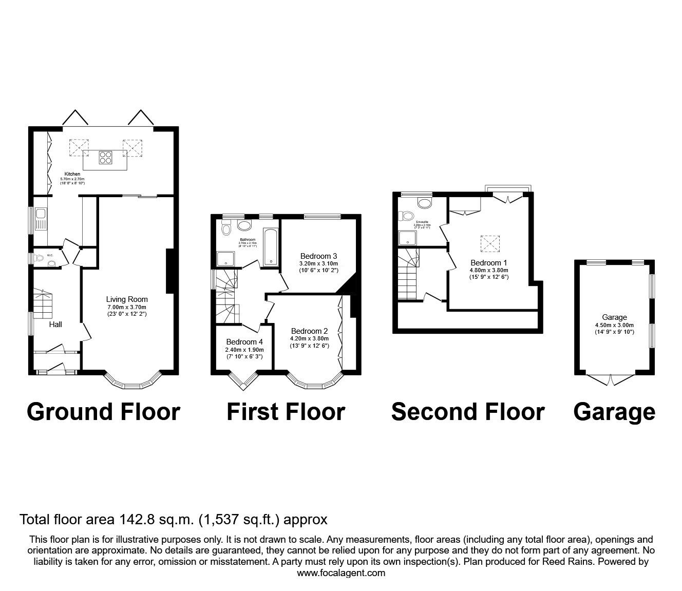 Floorplan of 4 bedroom Semi Detached House for sale, Offerton Drive, Offerton, Cheshire, SK2