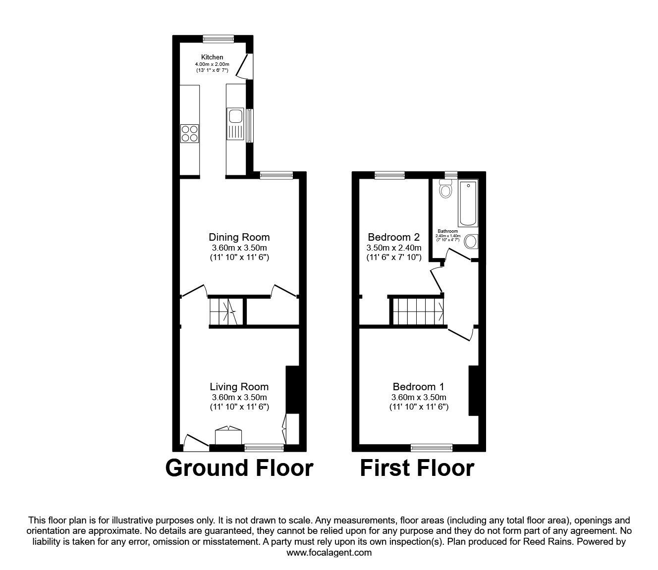 Floorplan of 2 bedroom Mid Terrace House to rent, Victoria Road, Offerton, Cheshire, SK1