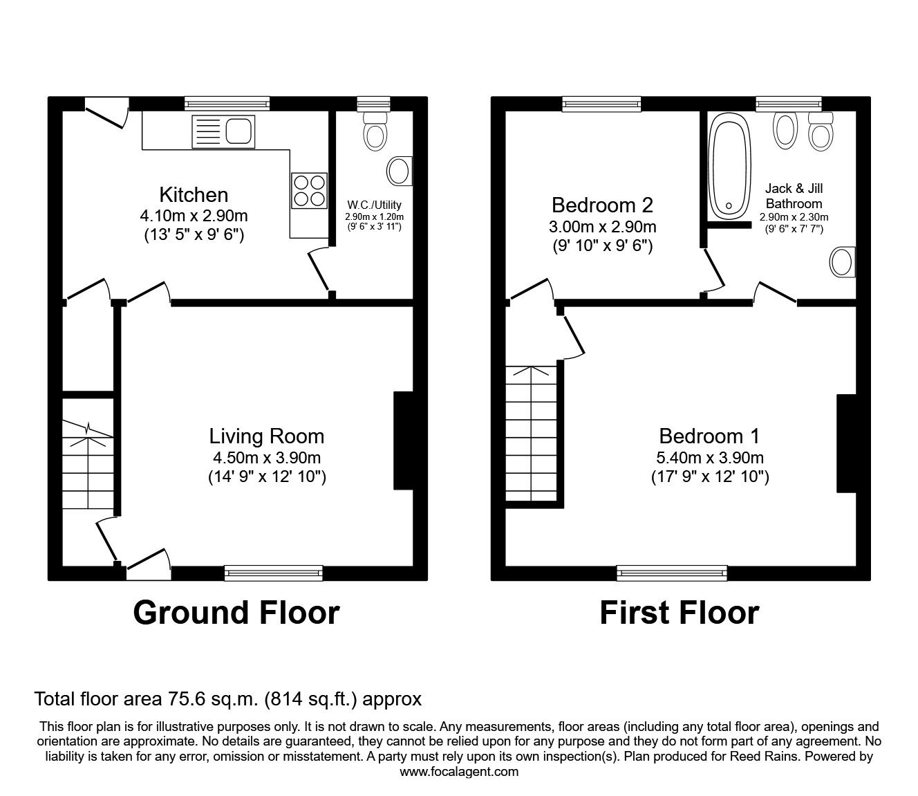 Floorplan of 2 bedroom Mid Terrace House to rent, Hatherlow Lane, Hazel Grove, Greater Manchester, SK7