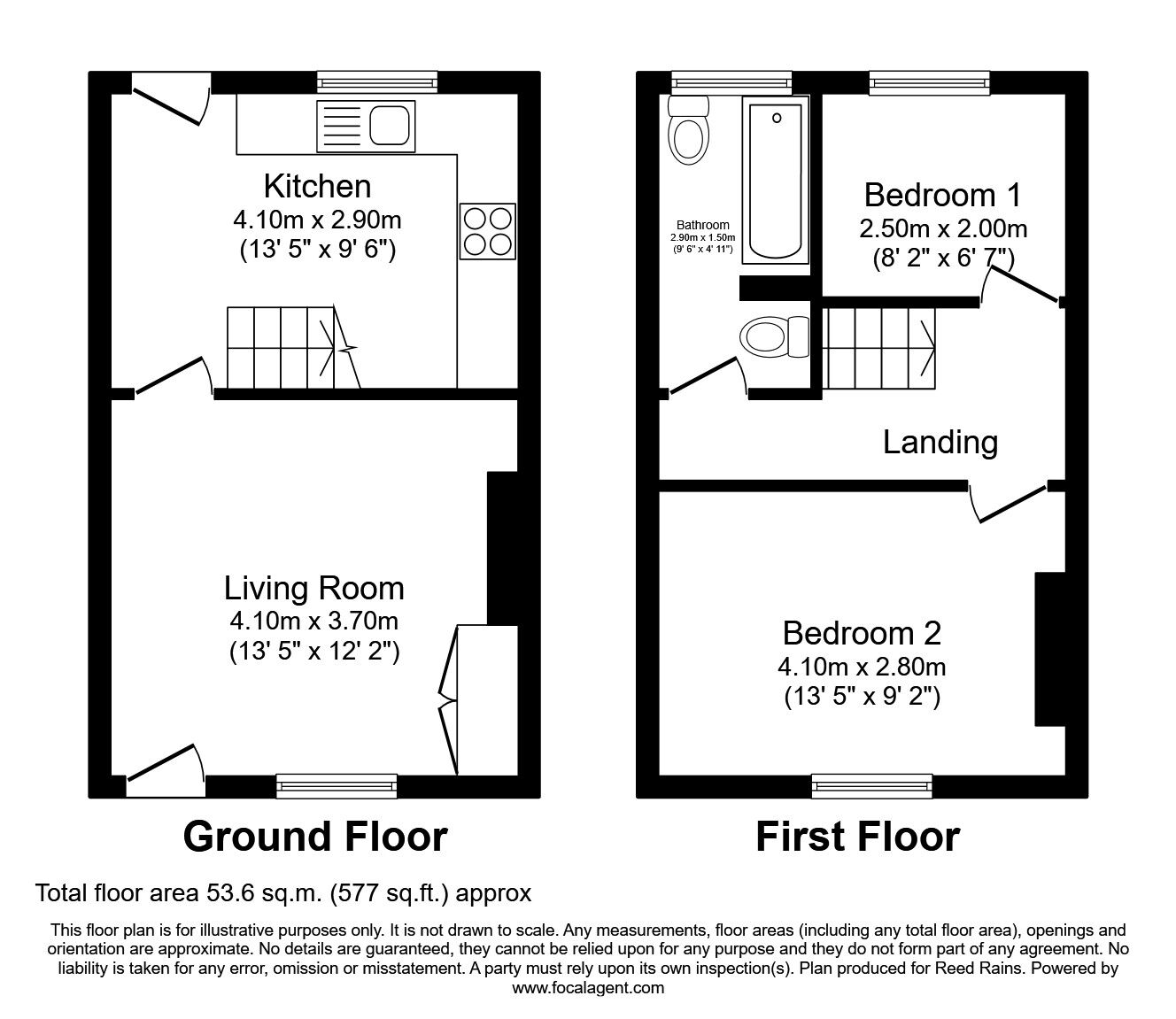 Floorplan of 2 bedroom Mid Terrace House to rent, Kinder Road, Hayfield, Derbyshire, SK22