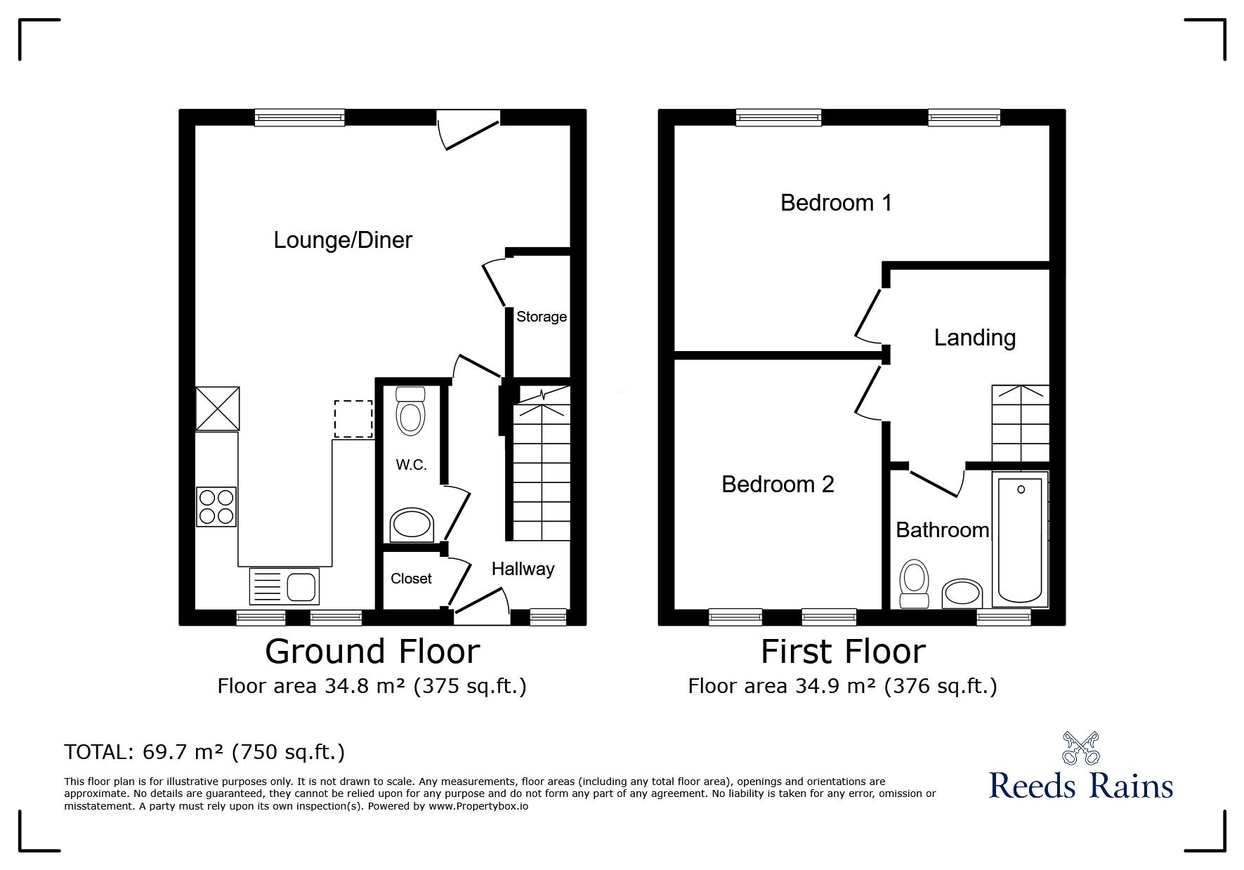 Floorplan of 2 bedroom End Terrace House to rent, Churchgate, Stockport, Greater Manchester, SK1