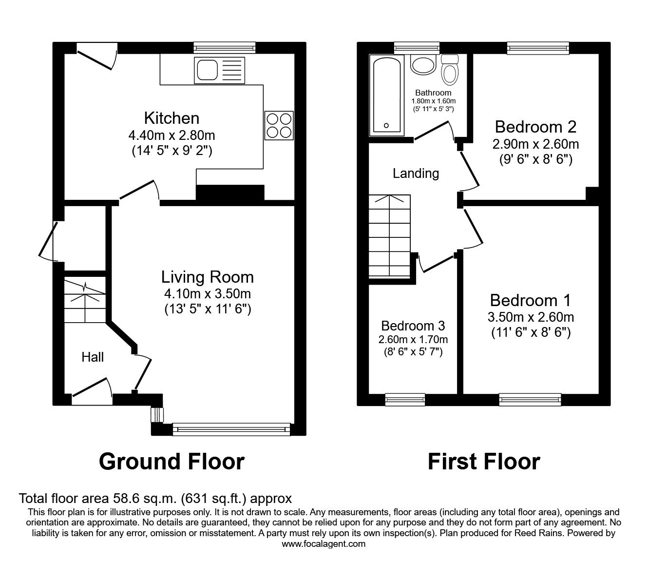 Floorplan of 3 bedroom Mid Terrace House to rent, Ellwood Road, Stockport, Greater Manchester, SK1