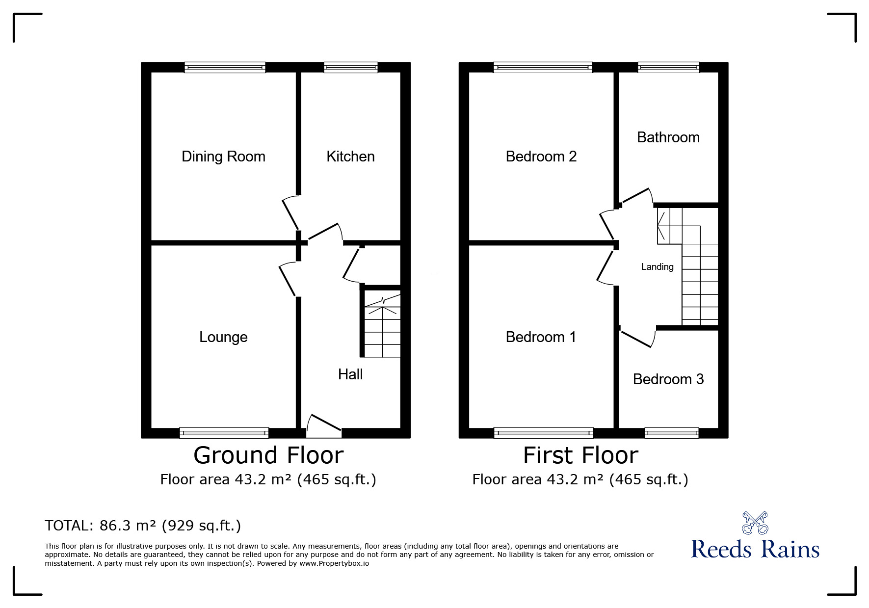 Floorplan of 3 bedroom Semi Detached House for sale, The Drive, Bredbury, Cheshire, SK6
