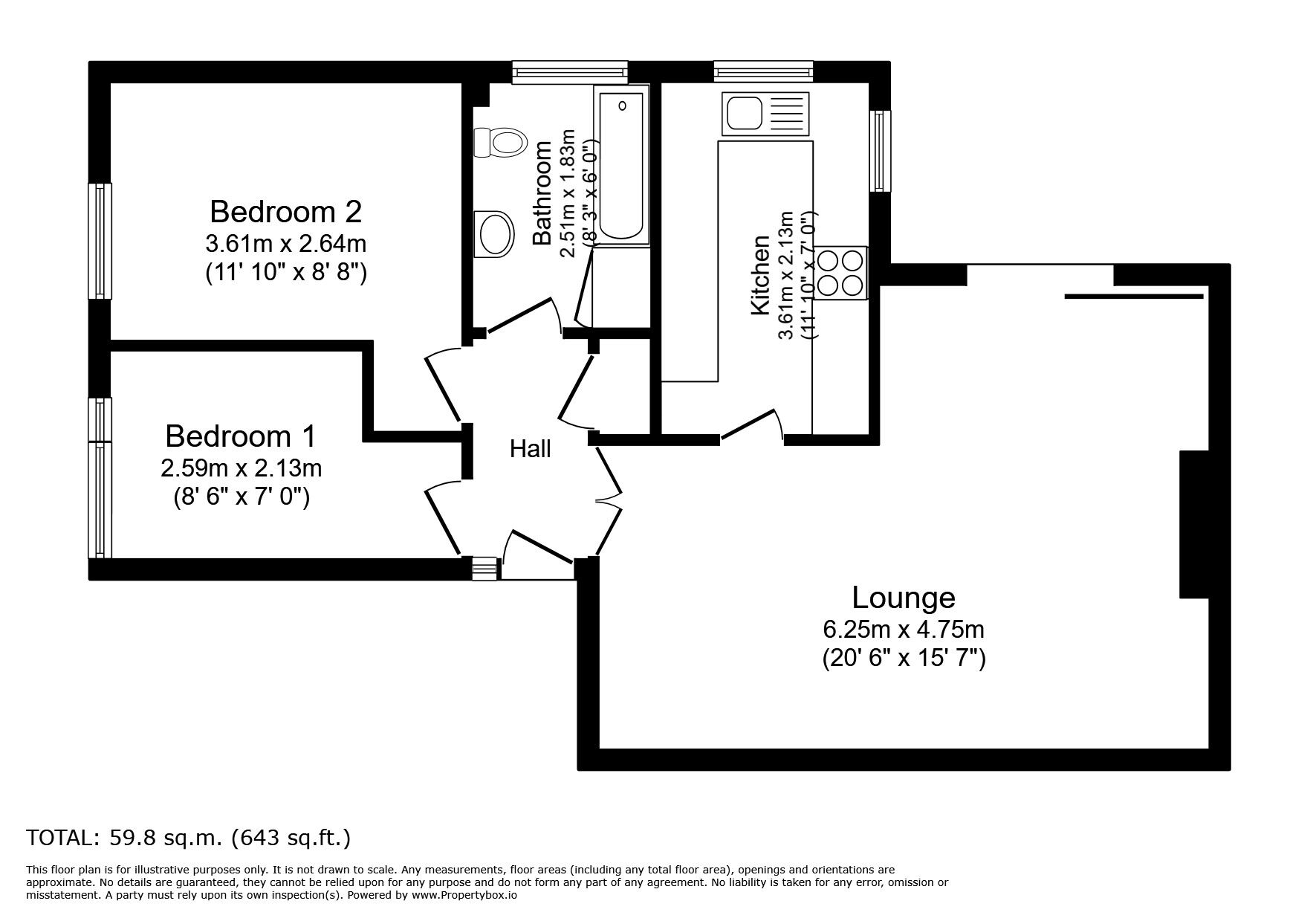 Floorplan of 2 bedroom  Flat to rent, Hibbert Lane, Marple, Greater Manchester, SK6