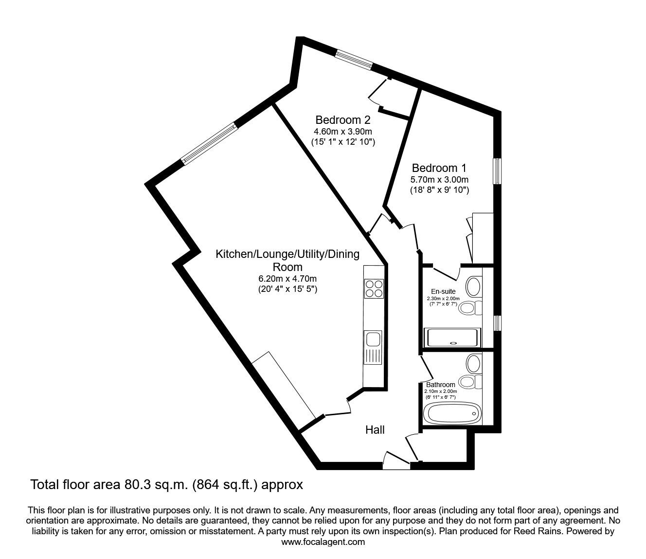 Floorplan of 2 bedroom  Flat for sale, The Old Teapot, Compstall Road, Marple Bridge, Cheshire, SK6