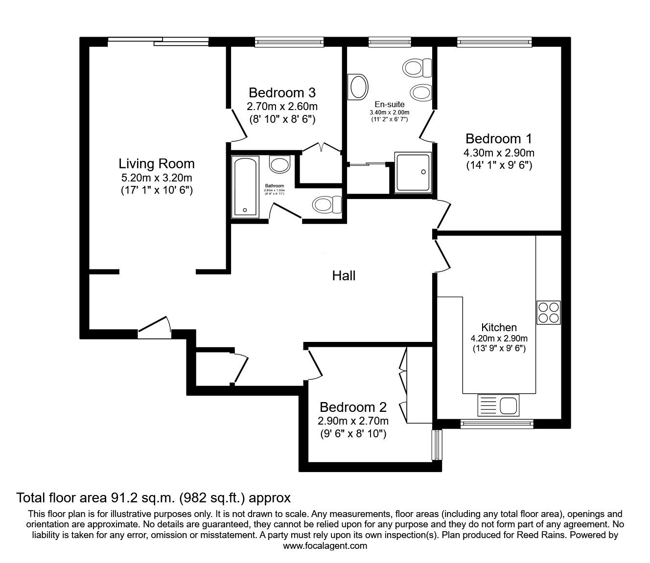 Floorplan of 3 bedroom  Flat for sale, Hilton Road, Bramhall, Cheshire, SK7