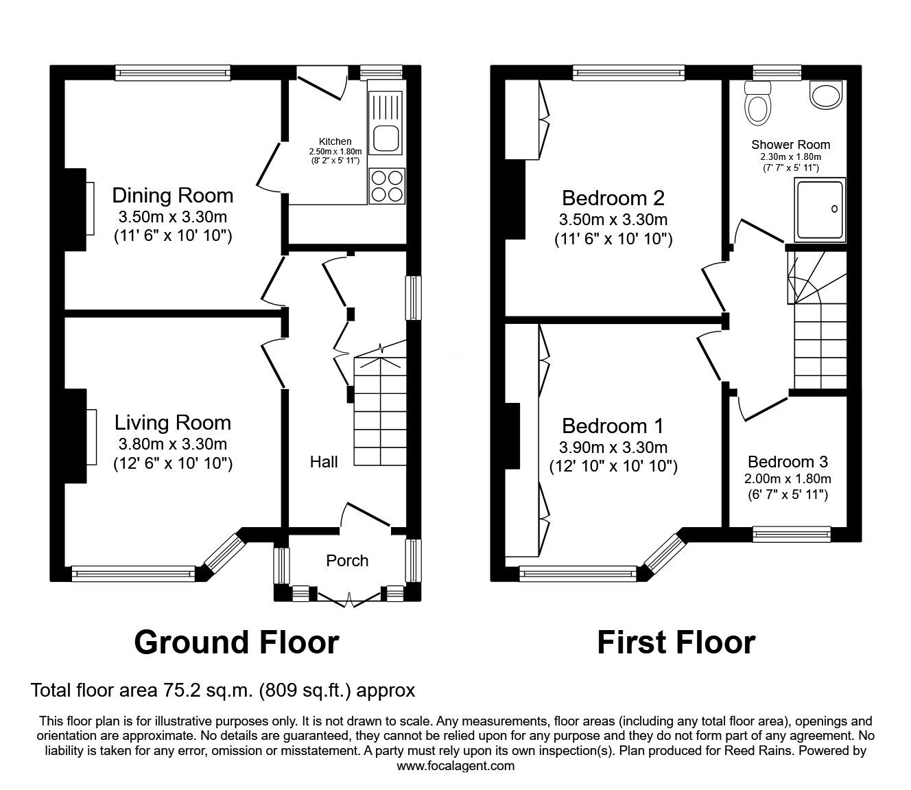 Floorplan of 3 bedroom Mid Terrace House for sale, Fenton Avenue, Hazel Grove, Cheshire, SK7