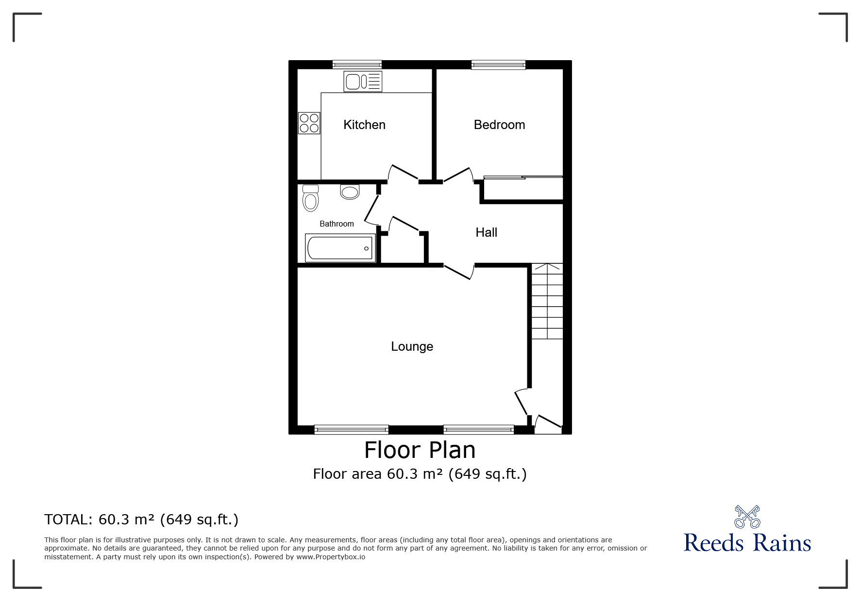 Floorplan of 1 bedroom  Flat for sale, Newbourne Close, Hazel Grove, Cheshire, SK7