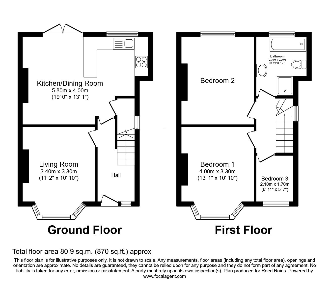 Floorplan of 3 bedroom Semi Detached House for sale, Beaufort Road, Great Moor, Cheshire, SK2