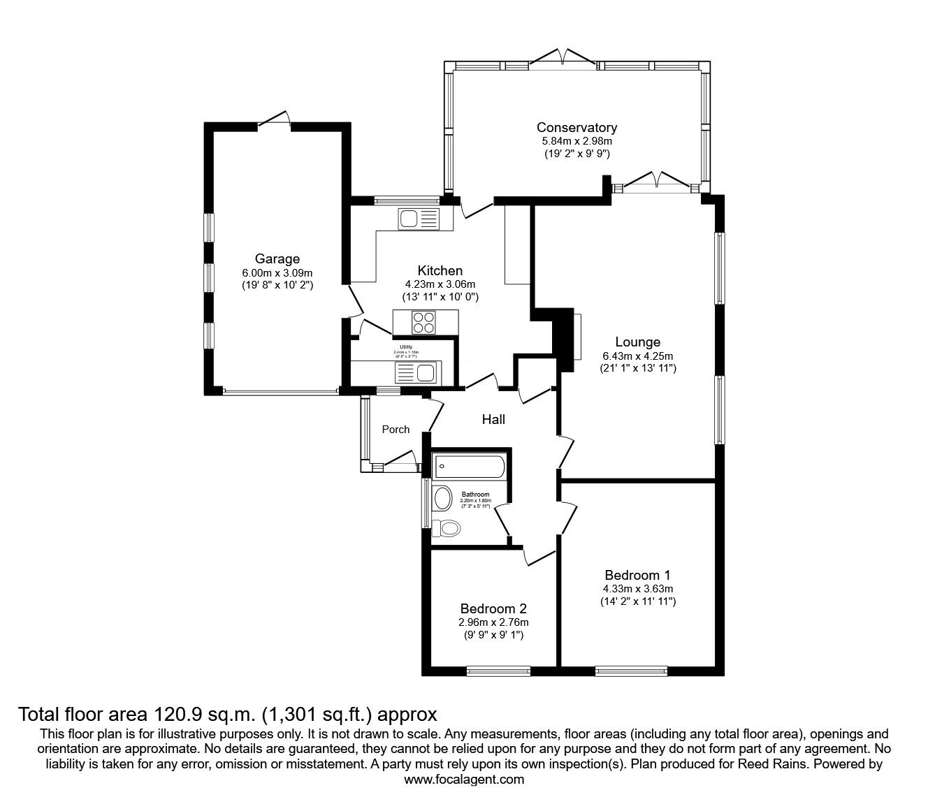 Floorplan of 2 bedroom Detached Bungalow for sale, Lower Strines Road, Marple, Cheshire, SK6