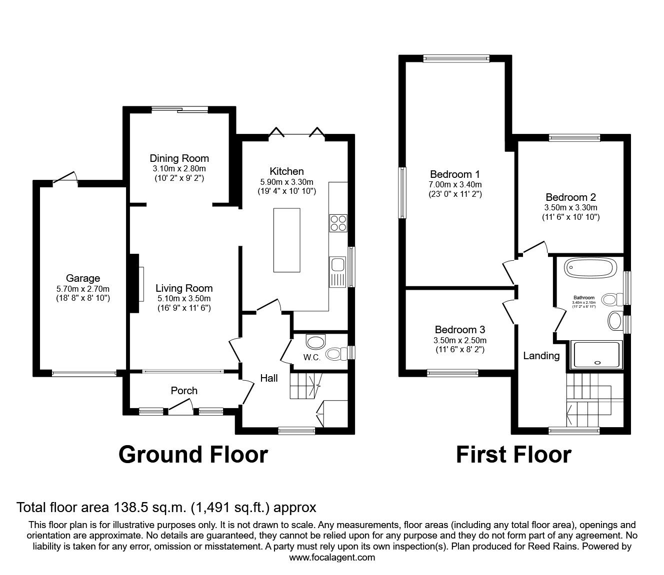 Floorplan of 3 bedroom Detached House for sale, Elton Drive, Hazel Grove, Cheshire, SK7
