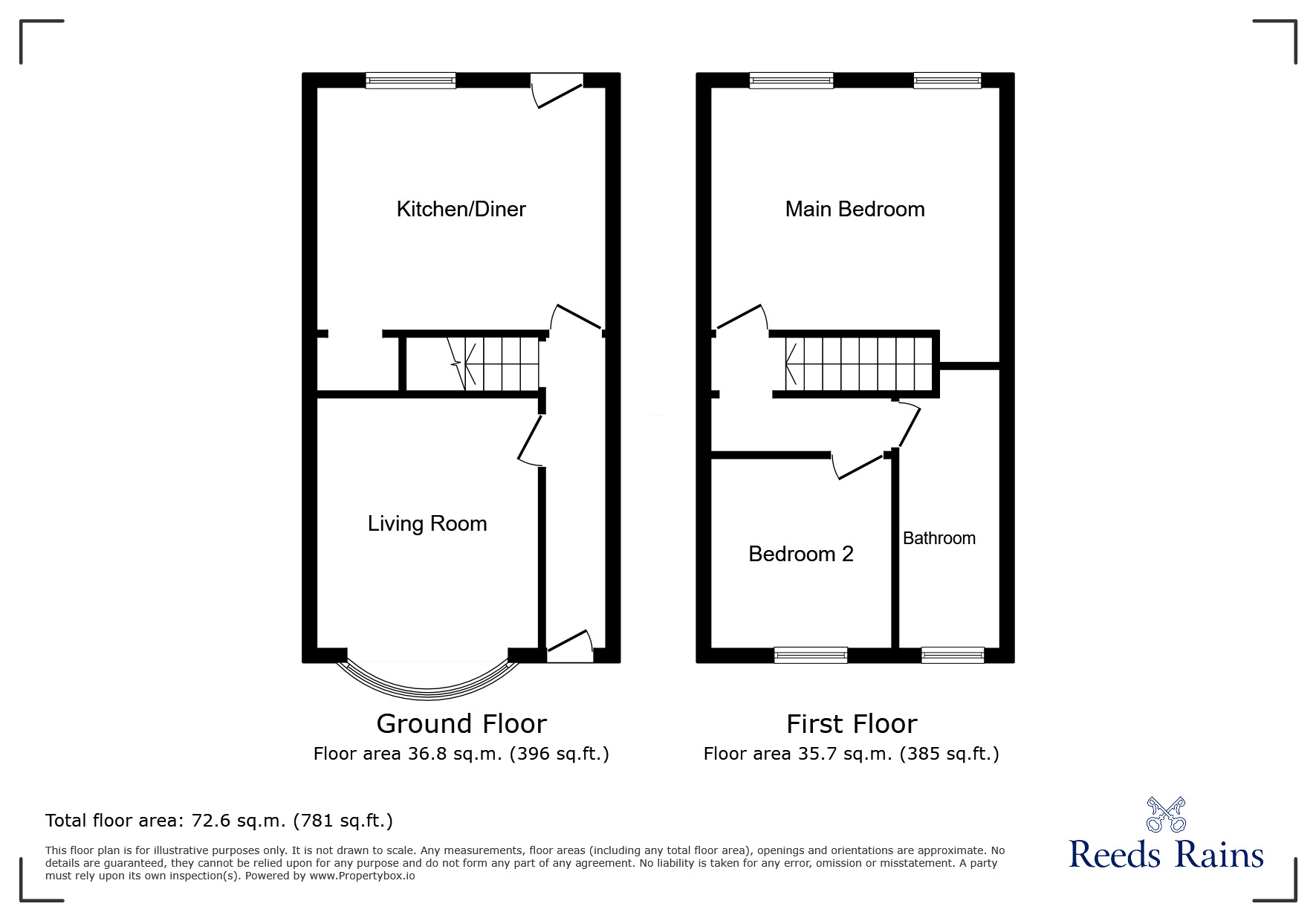 Floorplan of 2 bedroom Mid Terrace House for sale, Ashton Street, Woodley, Cheshire, SK6