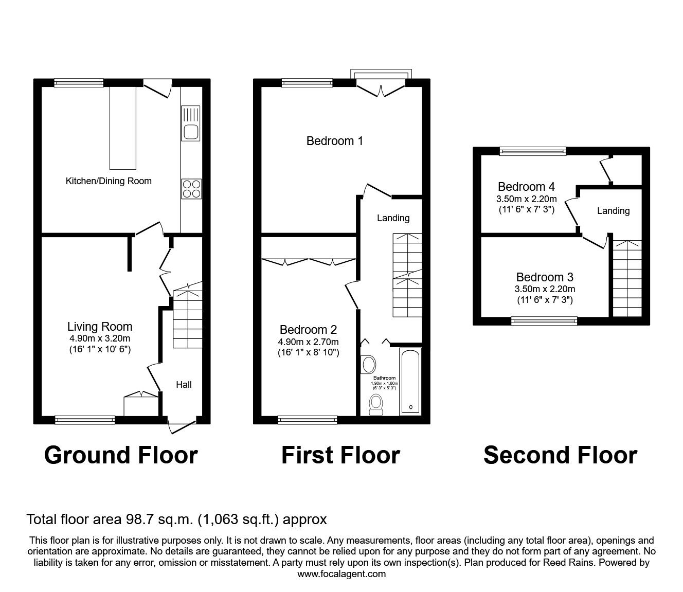 Floorplan of 4 bedroom End Terrace House for sale, Lisburne Lane, Offerton, Cheshire, SK2