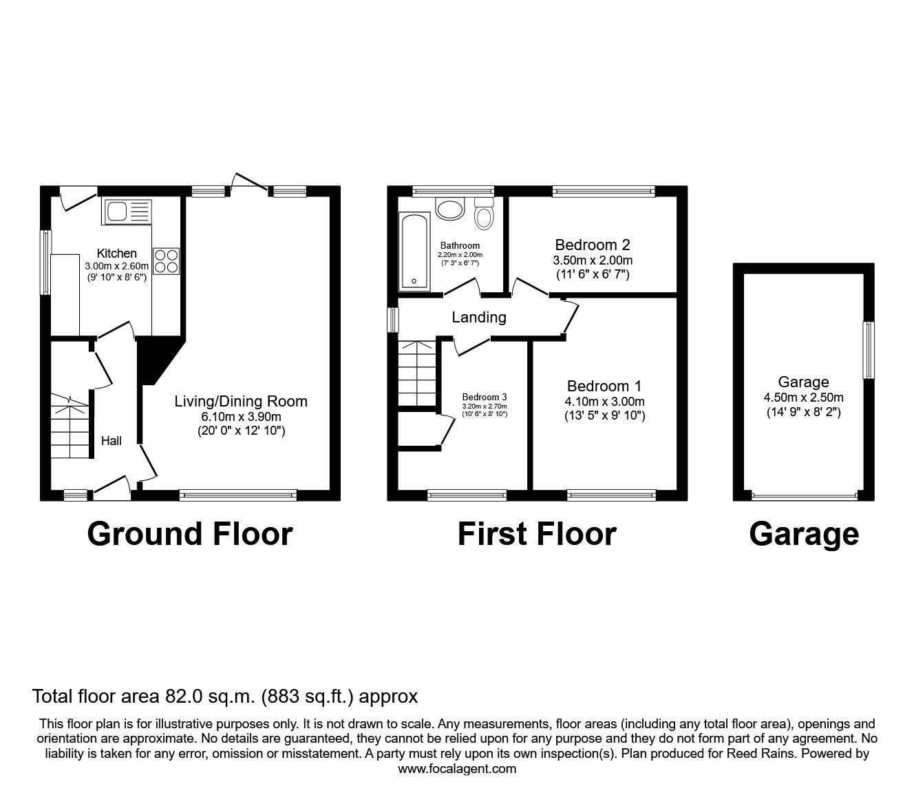 Floorplan of 3 bedroom Semi Detached House for sale, Bancroft Close, Bredbury, Cheshire, SK6
