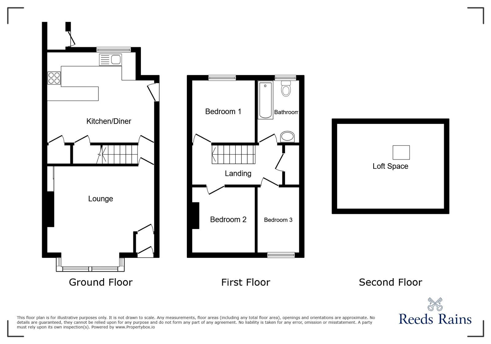 Floorplan of 3 bedroom Mid Terrace House for sale, Vine Street, Hazel Grove, Cheshire, SK7