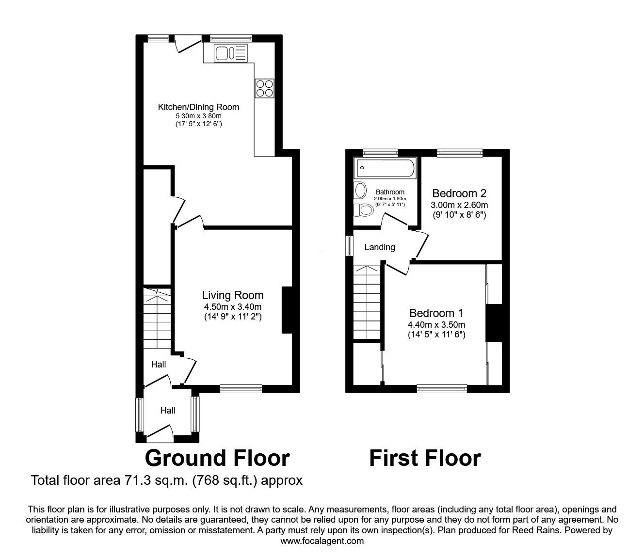 Floorplan of 2 bedroom End Terrace House for sale, Meadow Street, Great Moor, Cheshire, SK2