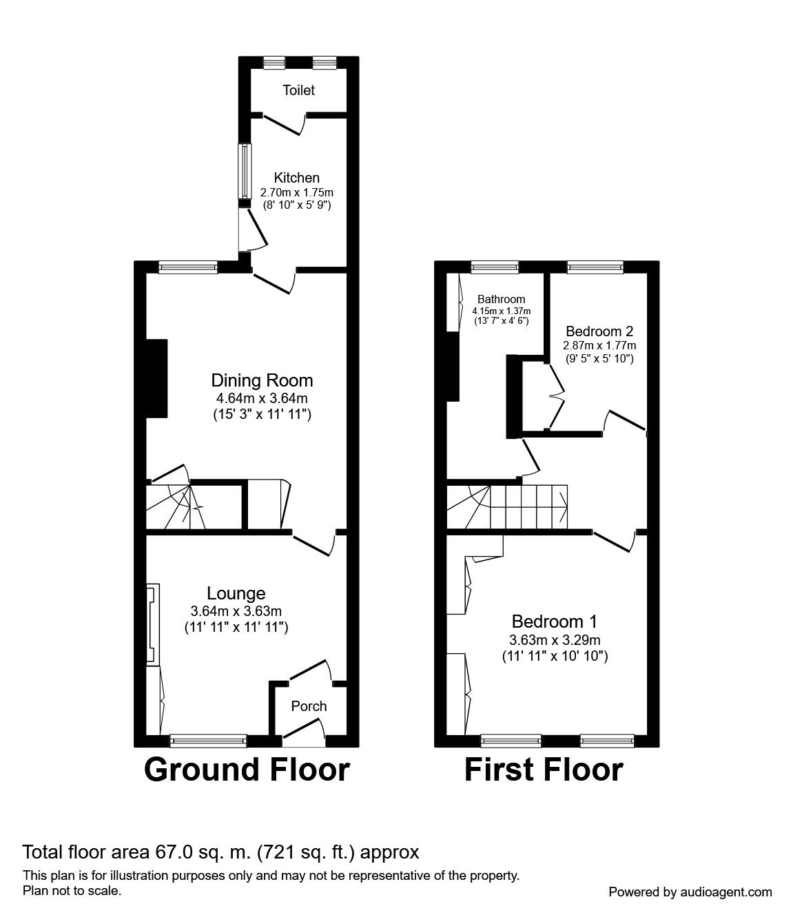 Floorplan of 2 bedroom Mid Terrace House for sale, Brooks Avenue, Hazel Grove, Cheshire, SK7