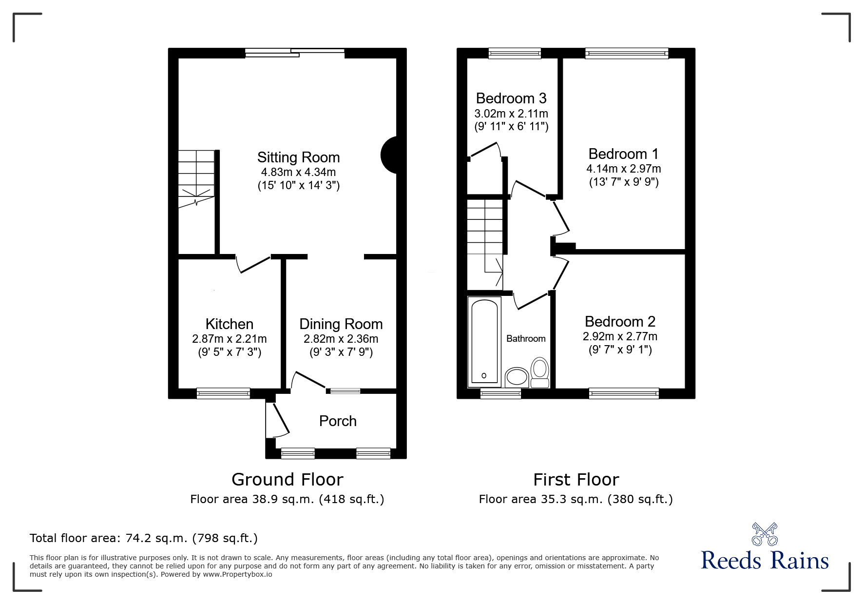 Floorplan of 3 bedroom Mid Terrace House for sale, Newstead Grove, Bredbury, Cheshire, SK6