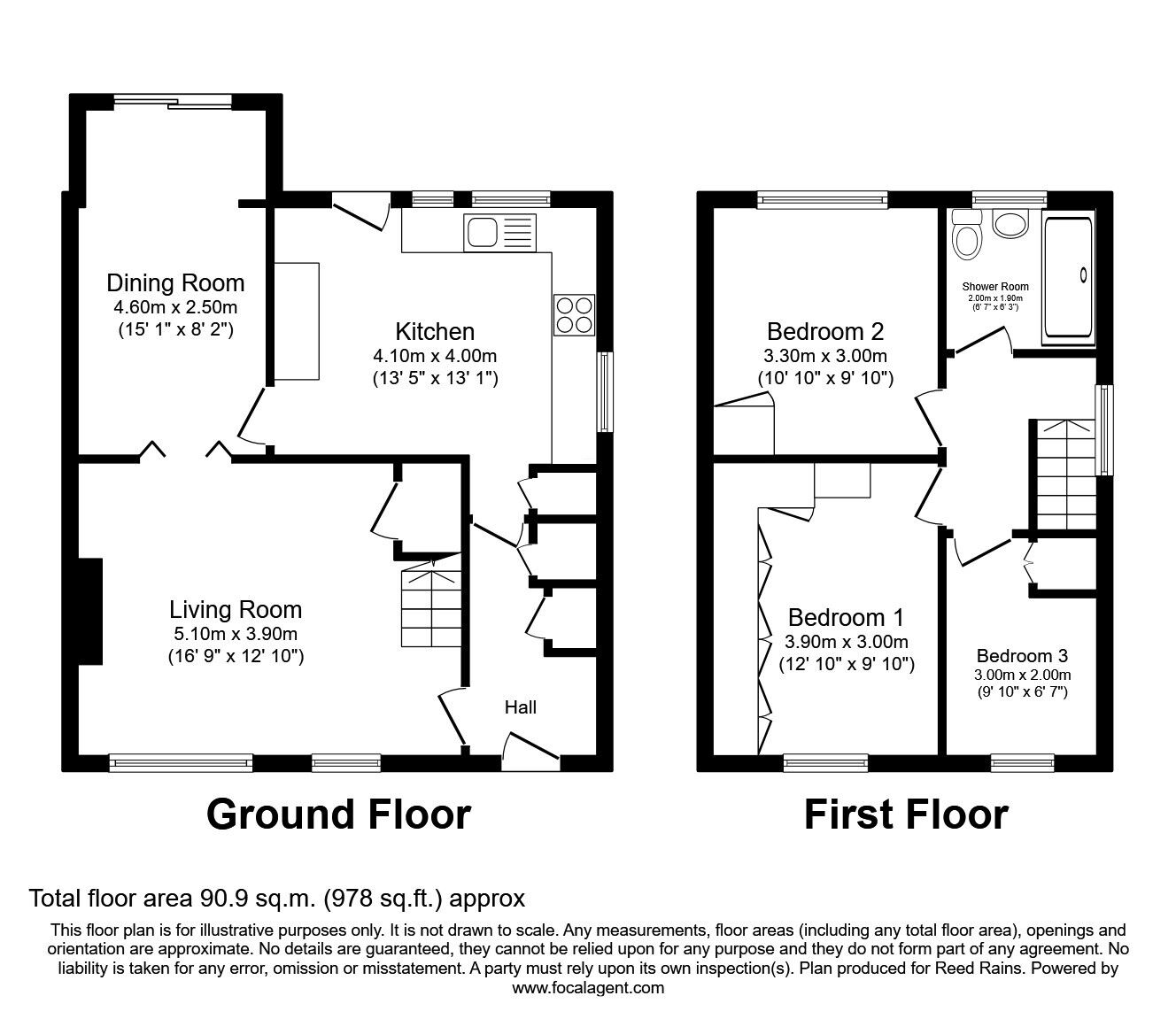 Floorplan of 3 bedroom Semi Detached House for sale, Seal Road, Bramhall, Cheshire, SK7