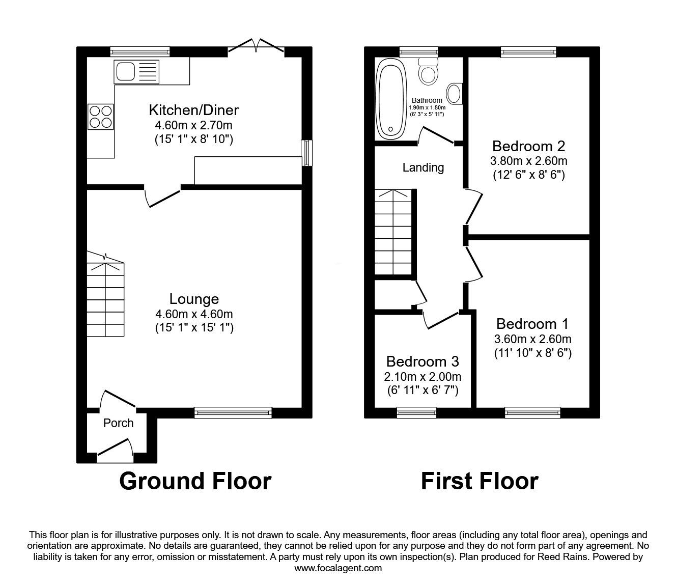Floorplan of 3 bedroom Semi Detached House for sale, Cherry Tree Lane, Great Moor, Cheshire, SK2
