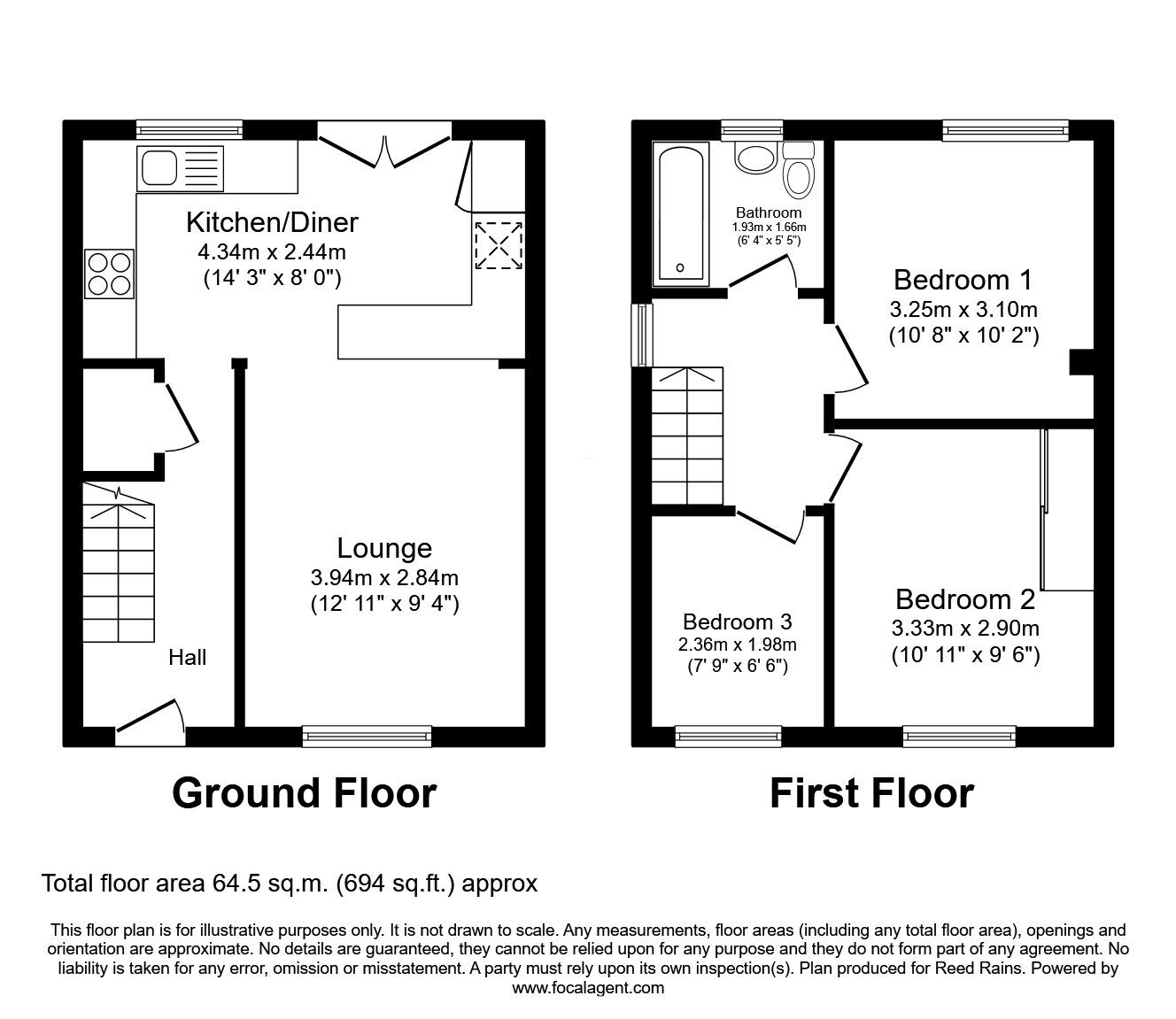 Floorplan of 3 bedroom Semi Detached House for sale, Deneside Crescent, Hazel Grove, Cheshire, SK7
