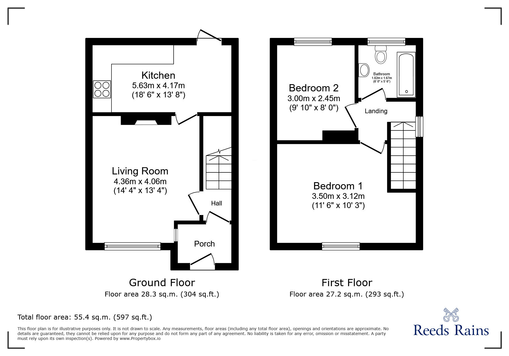 Floorplan of 2 bedroom End Terrace House for sale, Spring Gardens, Hazel Grove, Cheshire, SK7
