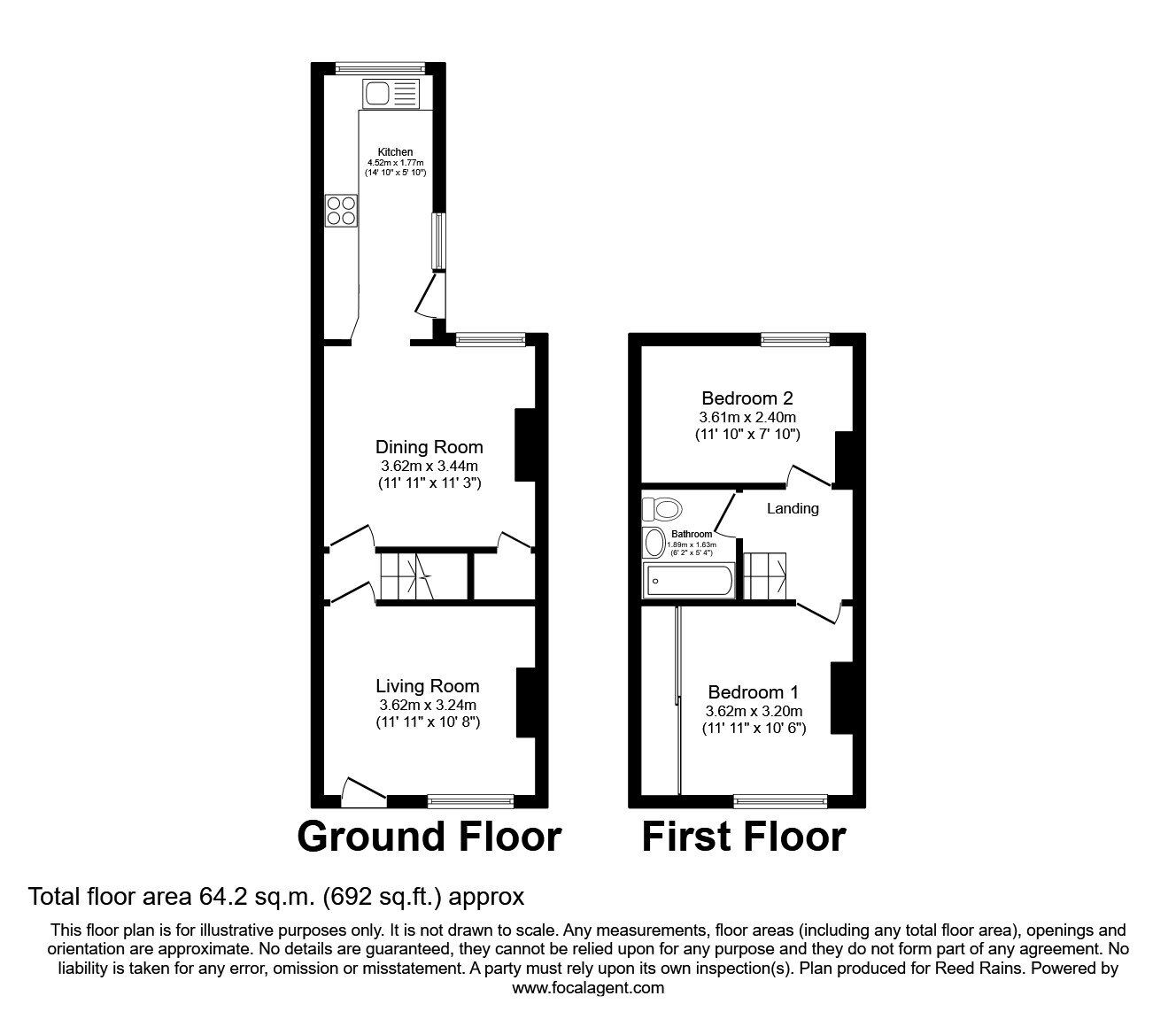 Floorplan of 2 bedroom Mid Terrace House for sale, Alldis Street, Great Moor, Cheshire, SK2
