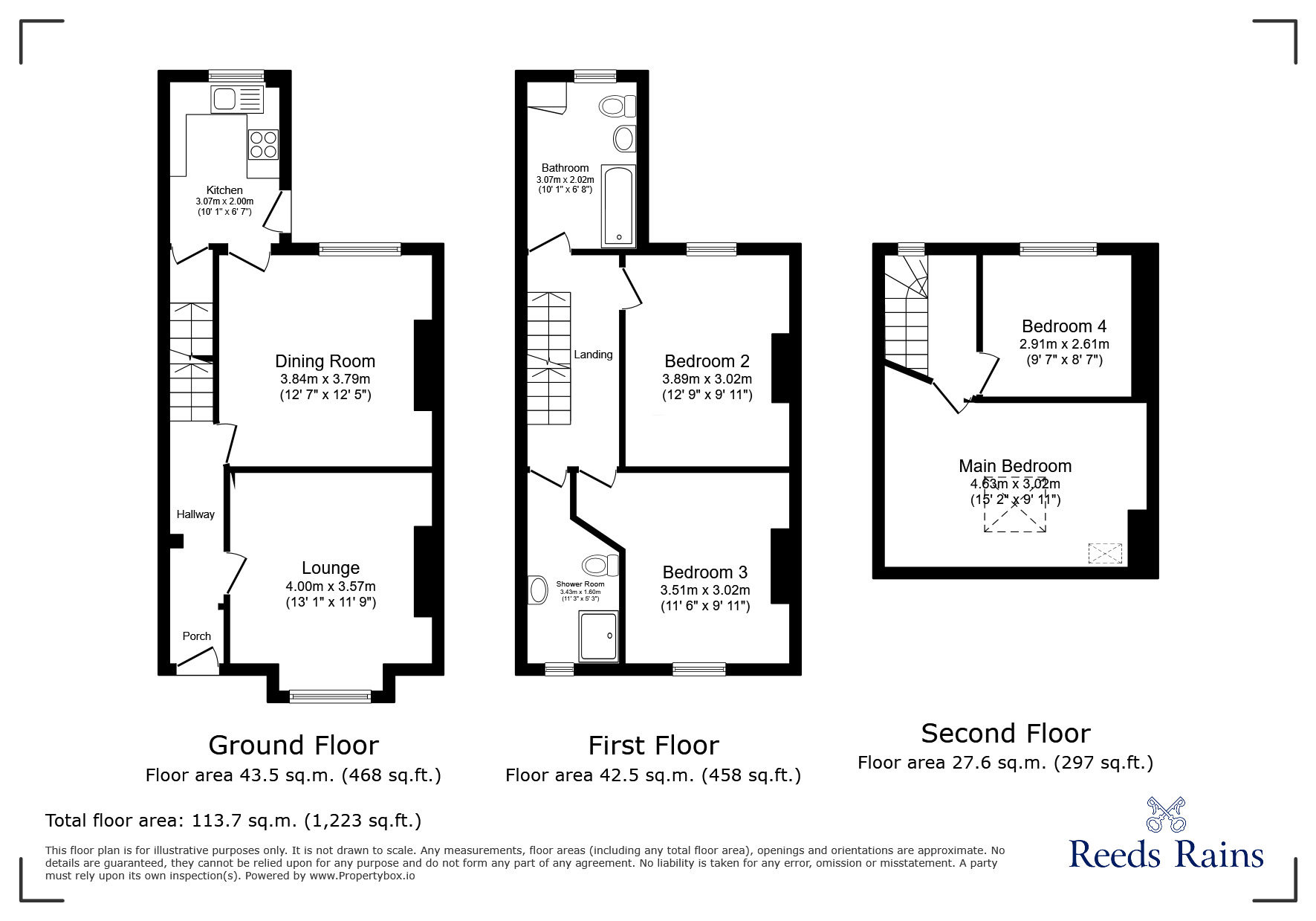 Floorplan of 4 bedroom Mid Terrace House to rent, Norwood Road, Great Moor, Cheshire, SK2
