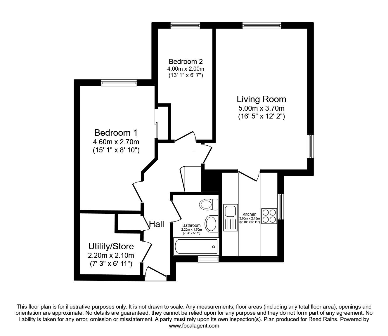 Floorplan of 2 bedroom  Flat for sale, Wellington Road North, Heaton Chapel, Cheshire, SK4